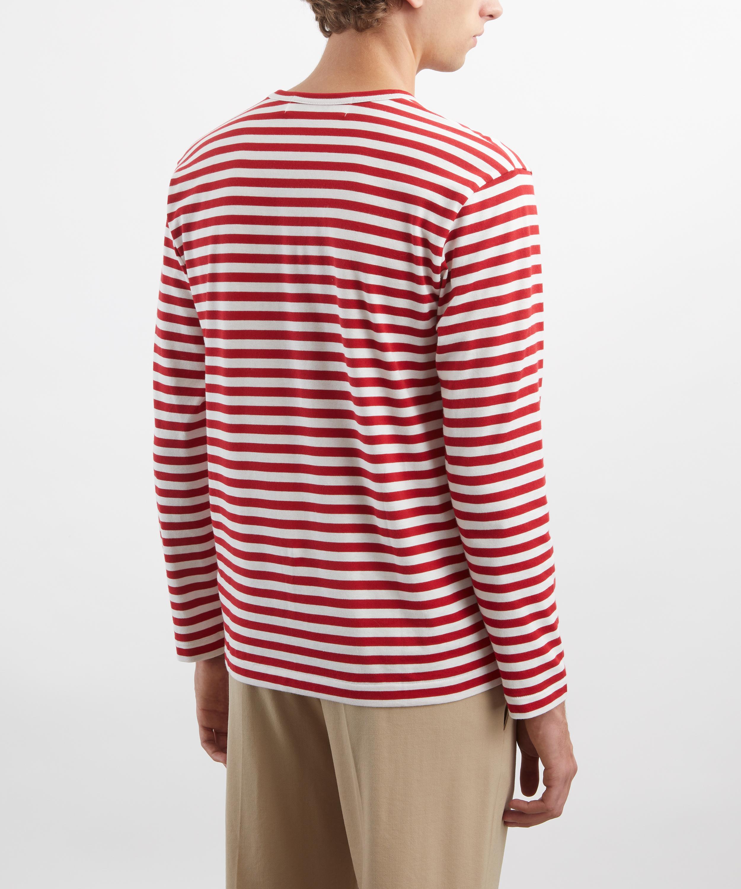 Comme des Garçons Play - Red Stripe Long-Sleeve Heart Logo T-Shirt image number 3