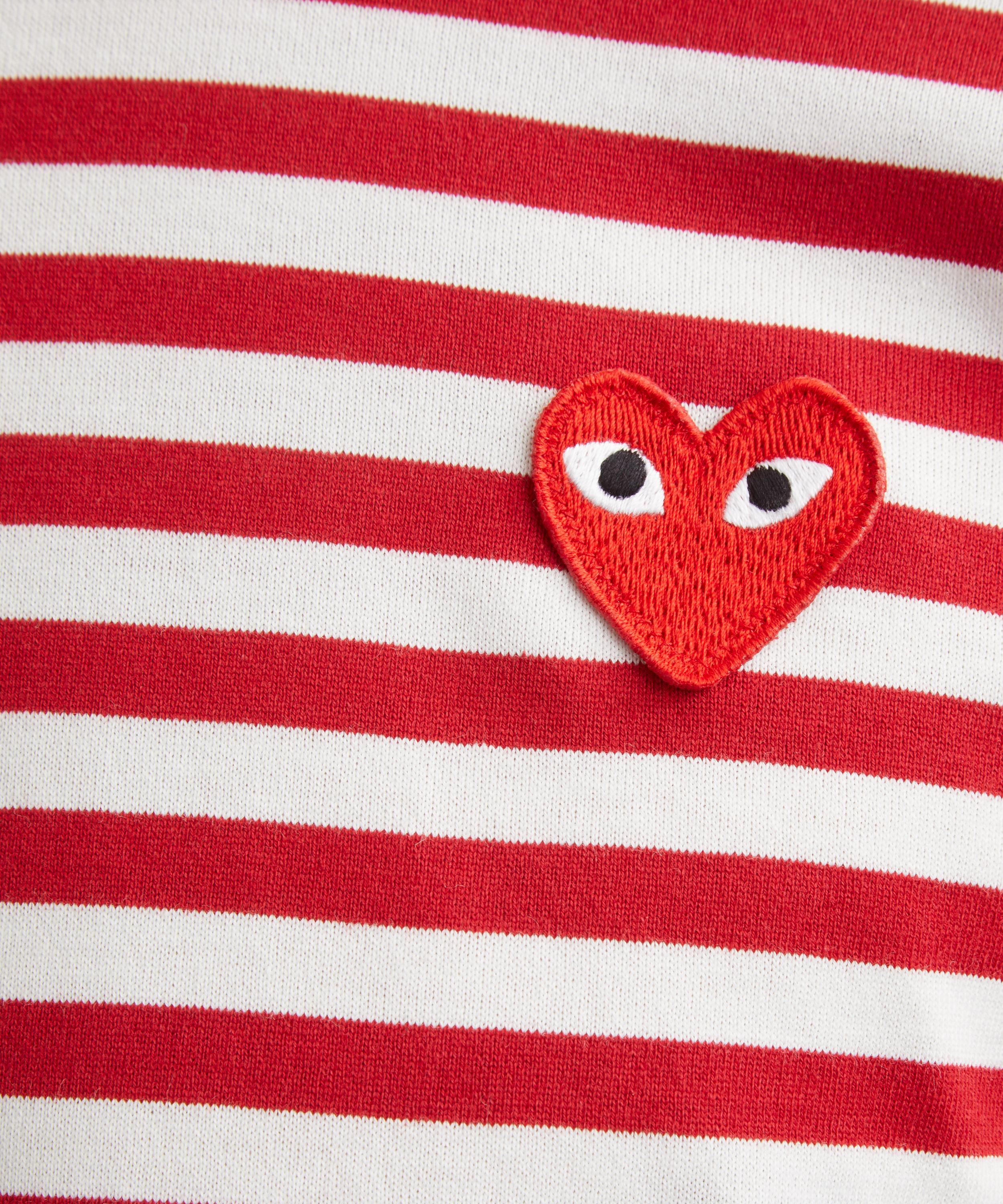 Comme des Garçons Play - Red Stripe Long-Sleeve Heart Logo T-Shirt image number 4