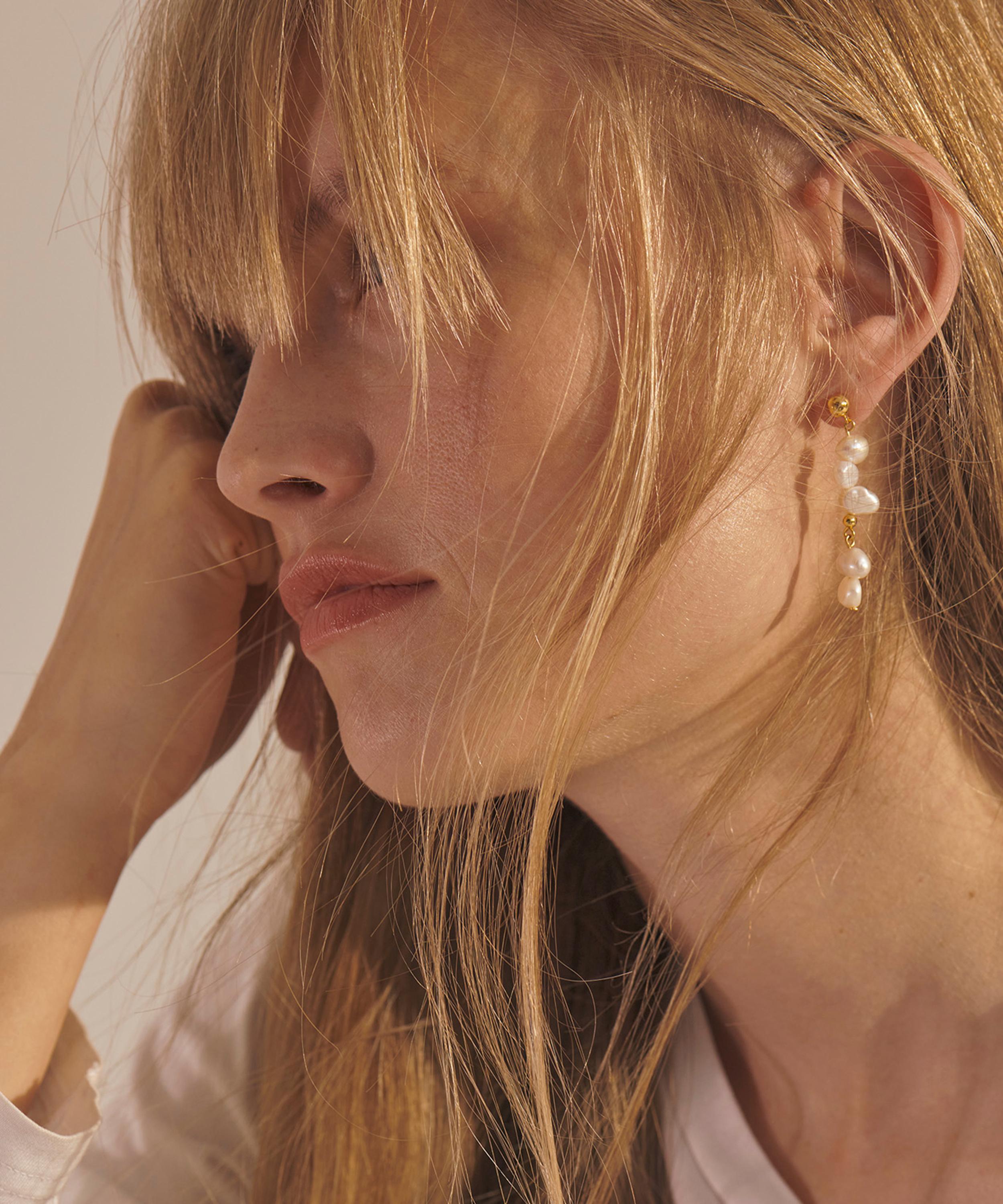 ANNI LU - 18ct Gold-Plated Pearly Long Drop Earrings image number 1