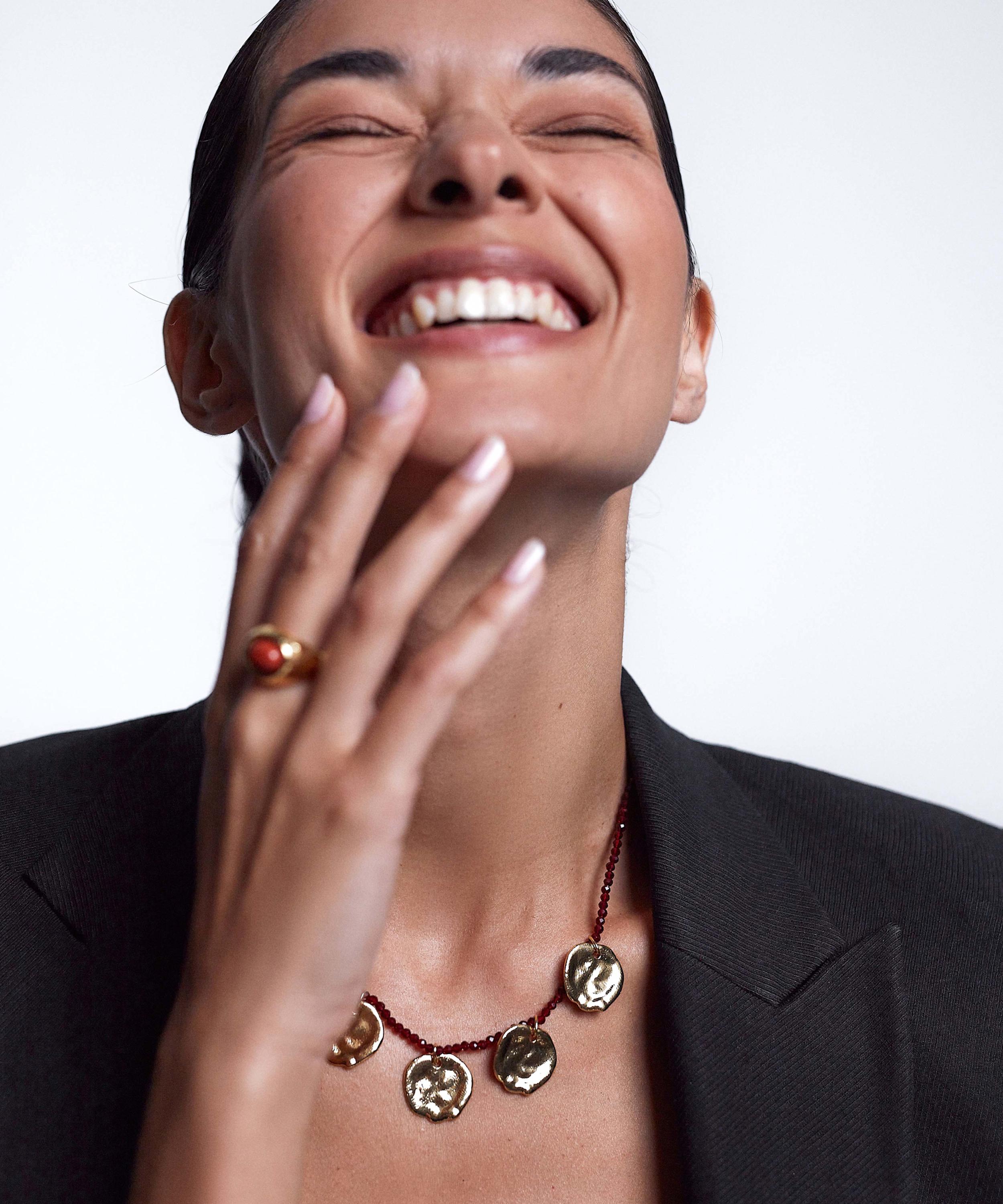 ANNI LU - 18ct Gold-Plated Dream Catcher Coin Pendant Beaded Necklace image number 1