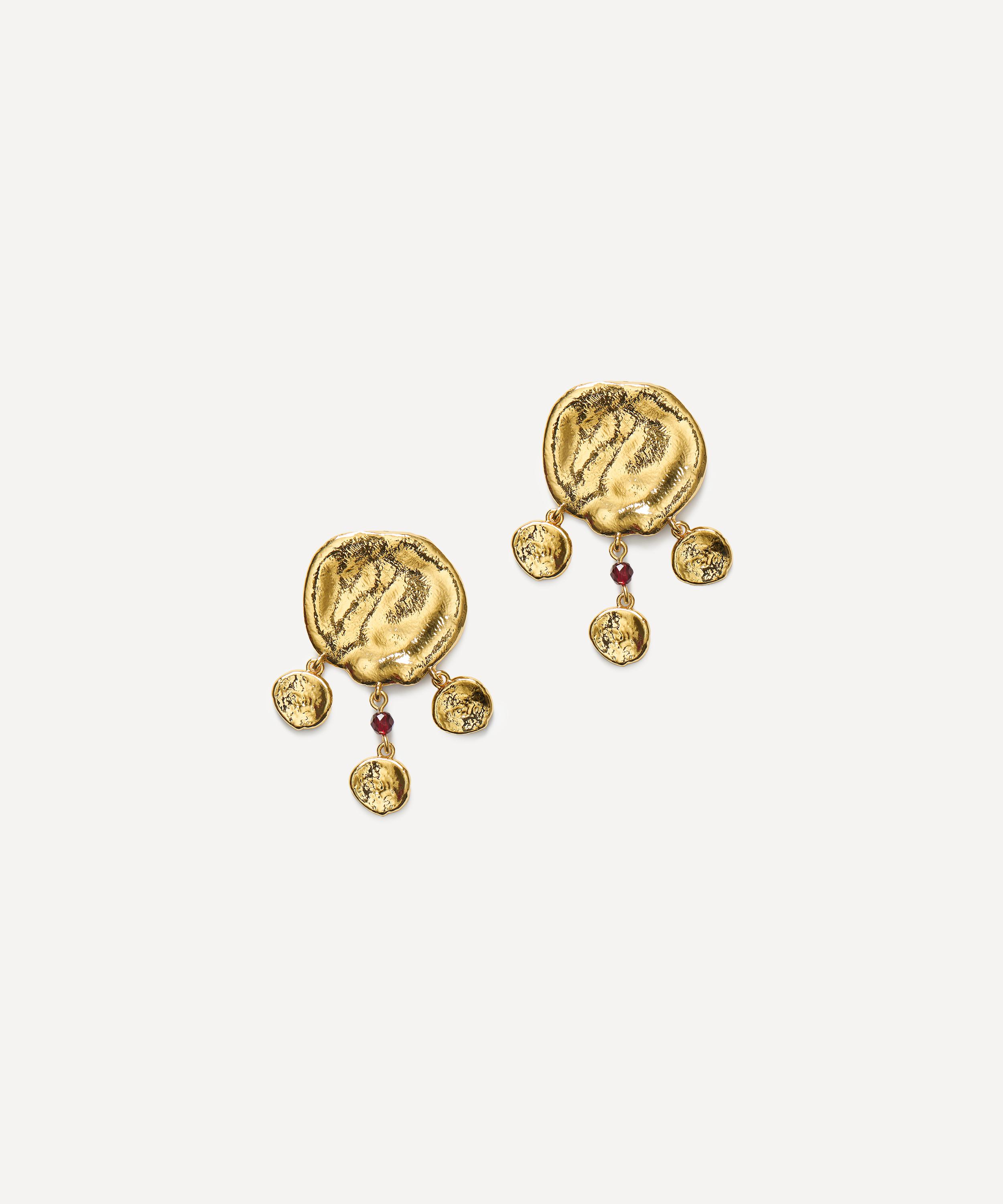 ANNI LU - 18ct Gold-Plated Dream Catcher Coin Beaded Drop Earrings