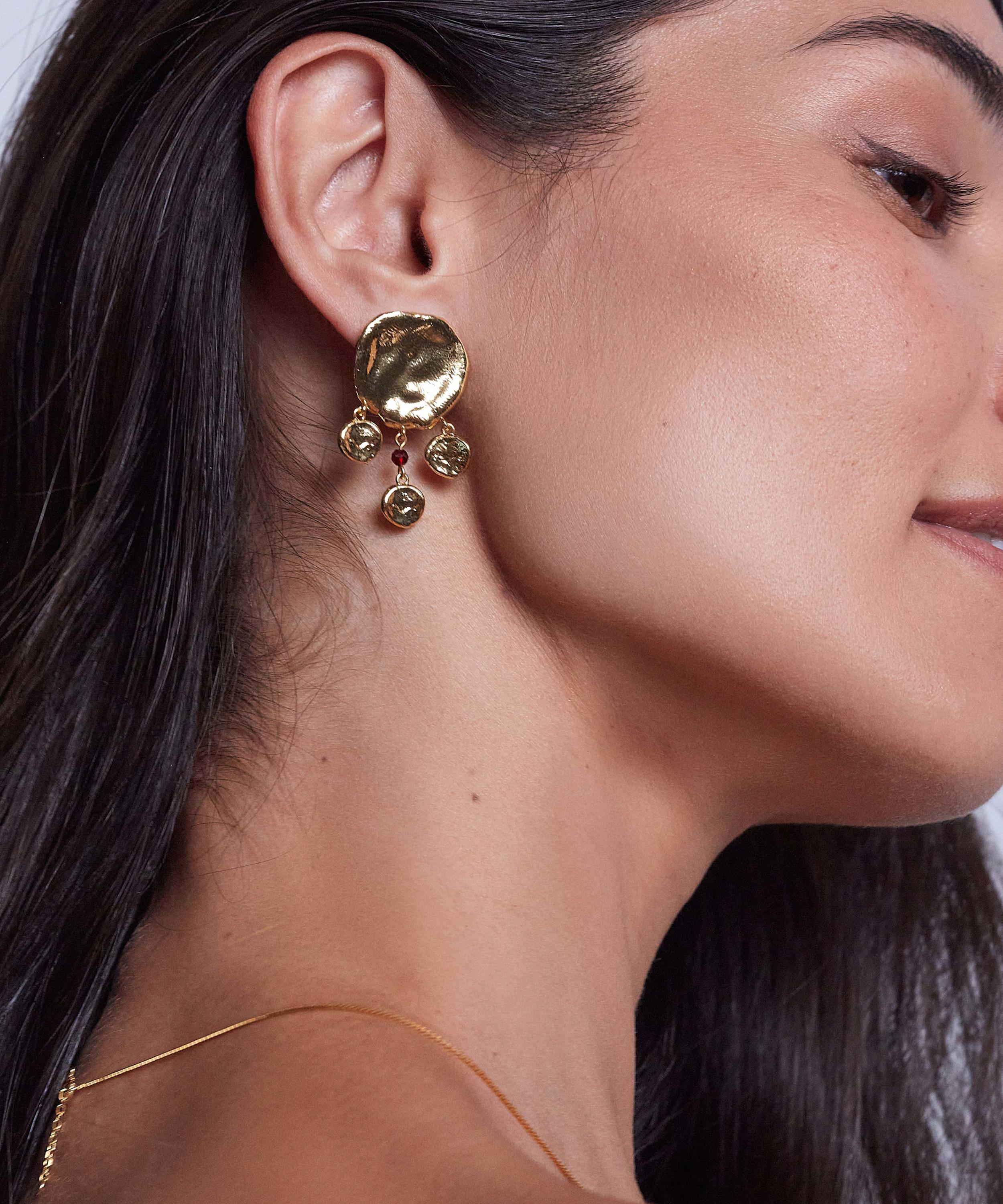 ANNI LU - 18ct Gold-Plated Dream Catcher Coin Beaded Drop Earrings image number 1