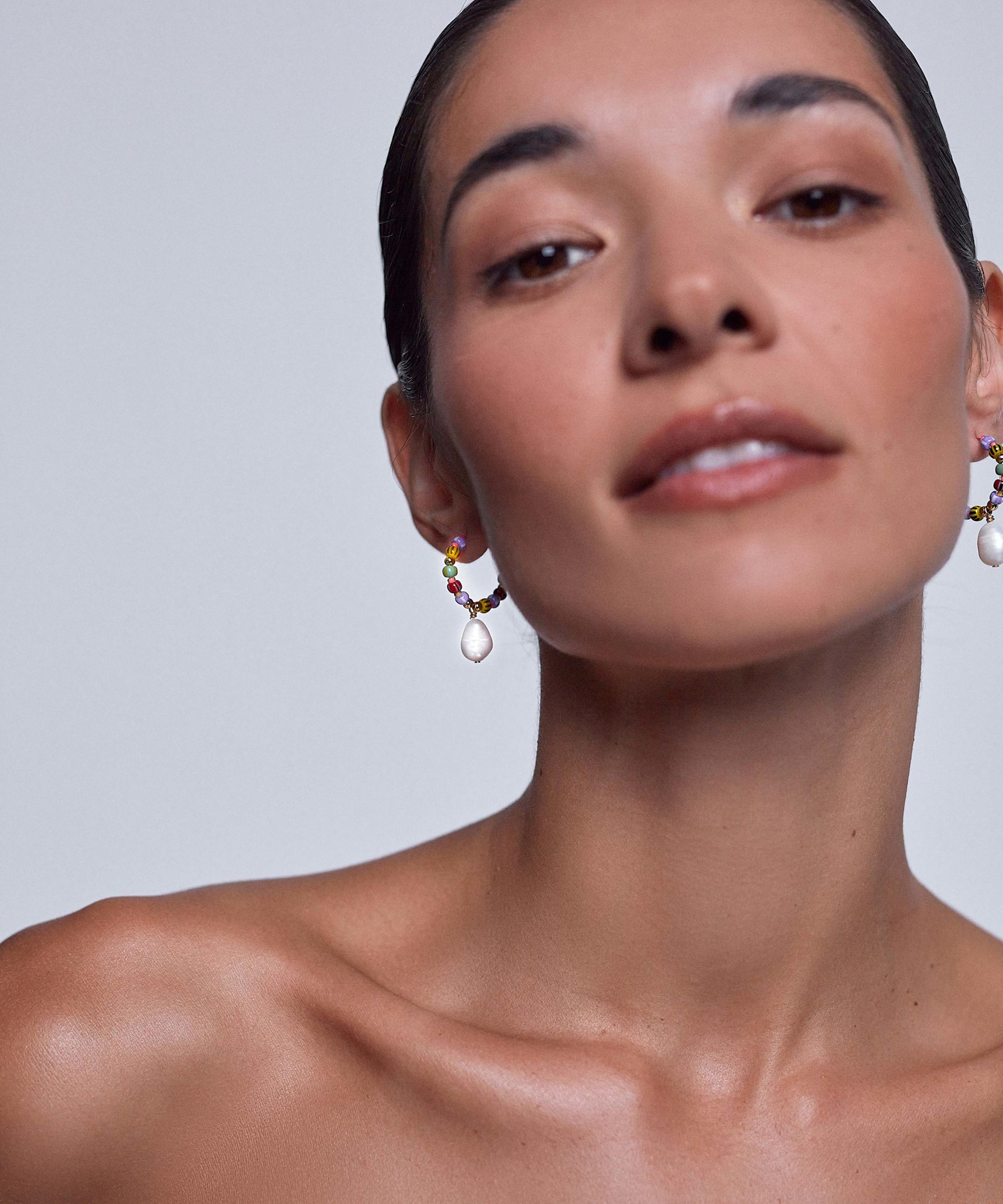 ANNI LU - 18ct Gold-Plated Magic Moments Beaded Hoop Earrings image number 1