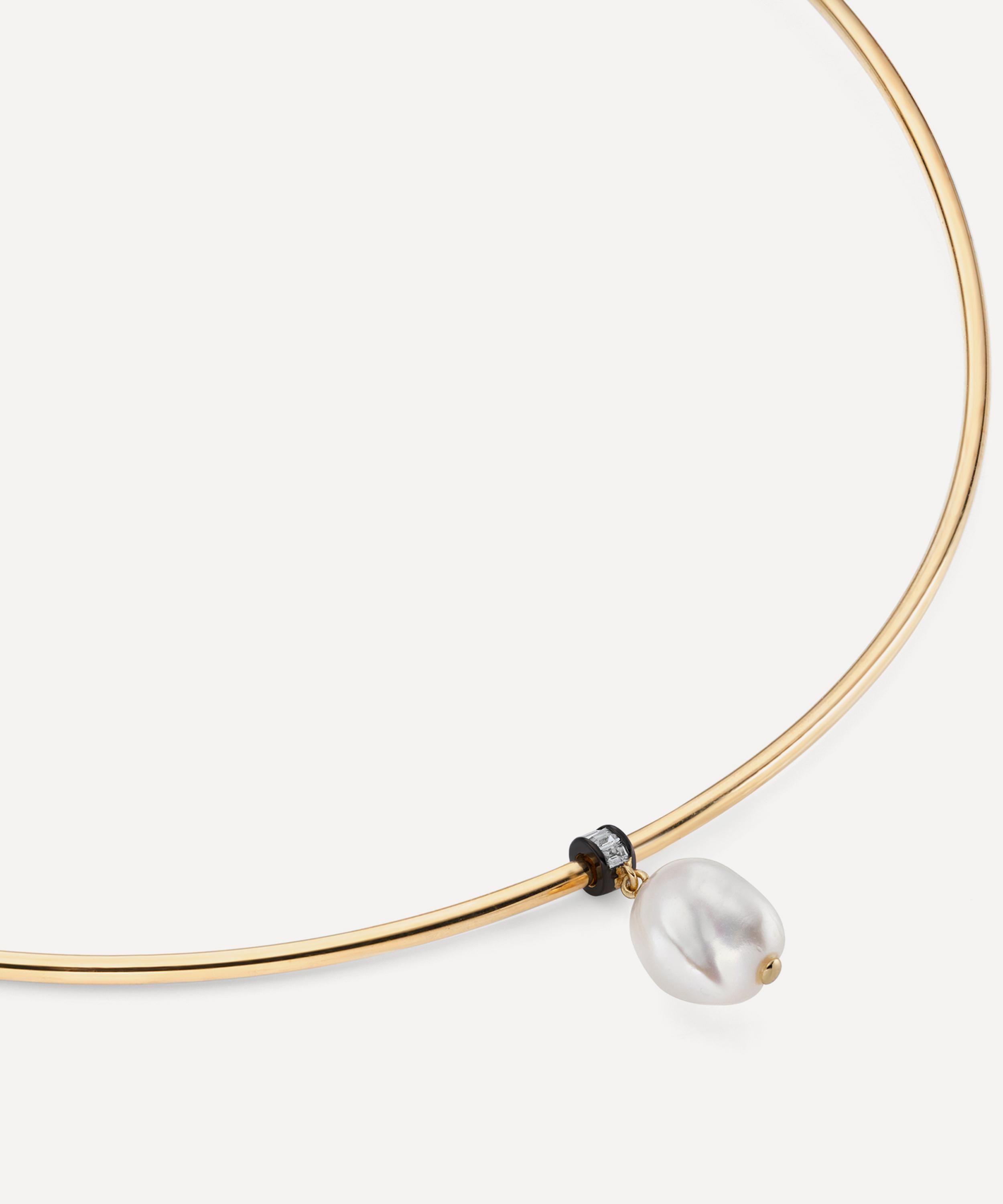 Laura Vann - 18ct Gold-Plated Blythe Pearl Torque Choker Necklace image number 2