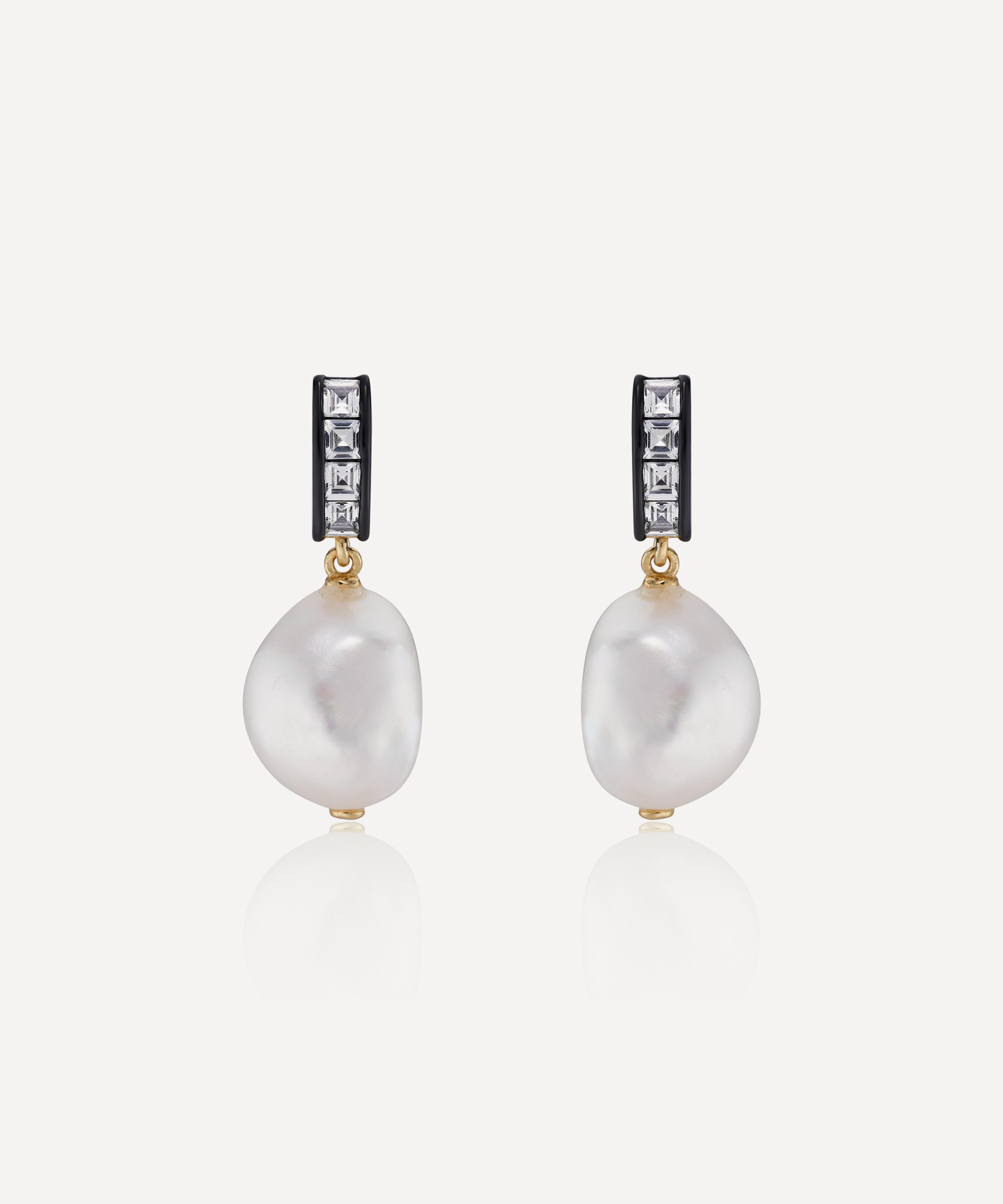 Laura Vann - 14ct Gold-Plated Vermeil Silver Blythe Pearl Drop Earrings image number 0