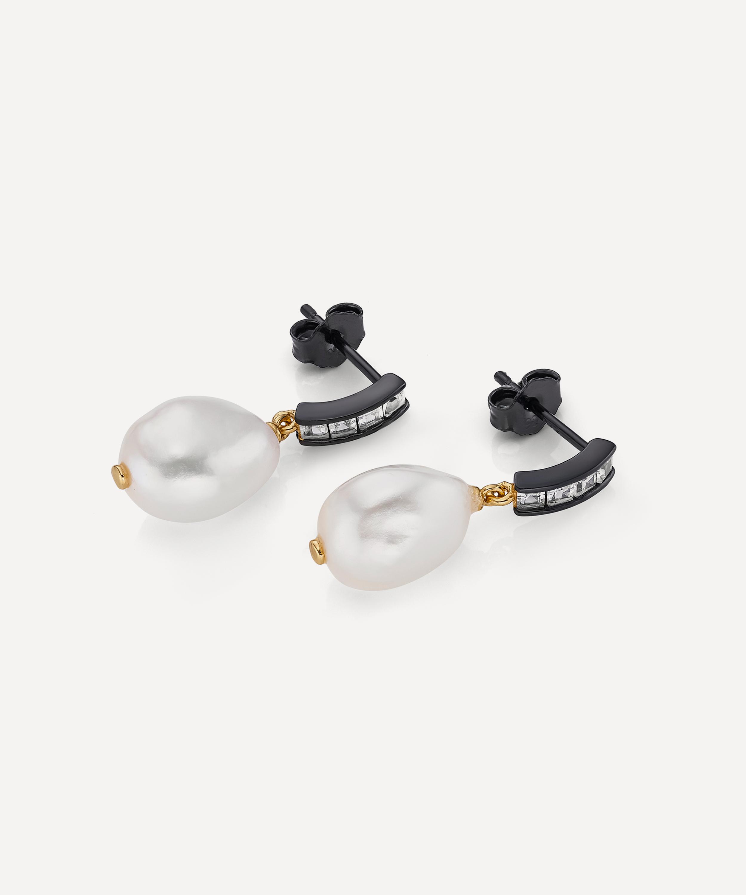 Laura Vann - 14ct Gold-Plated Vermeil Silver Blythe Pearl Drop Earrings image number 2