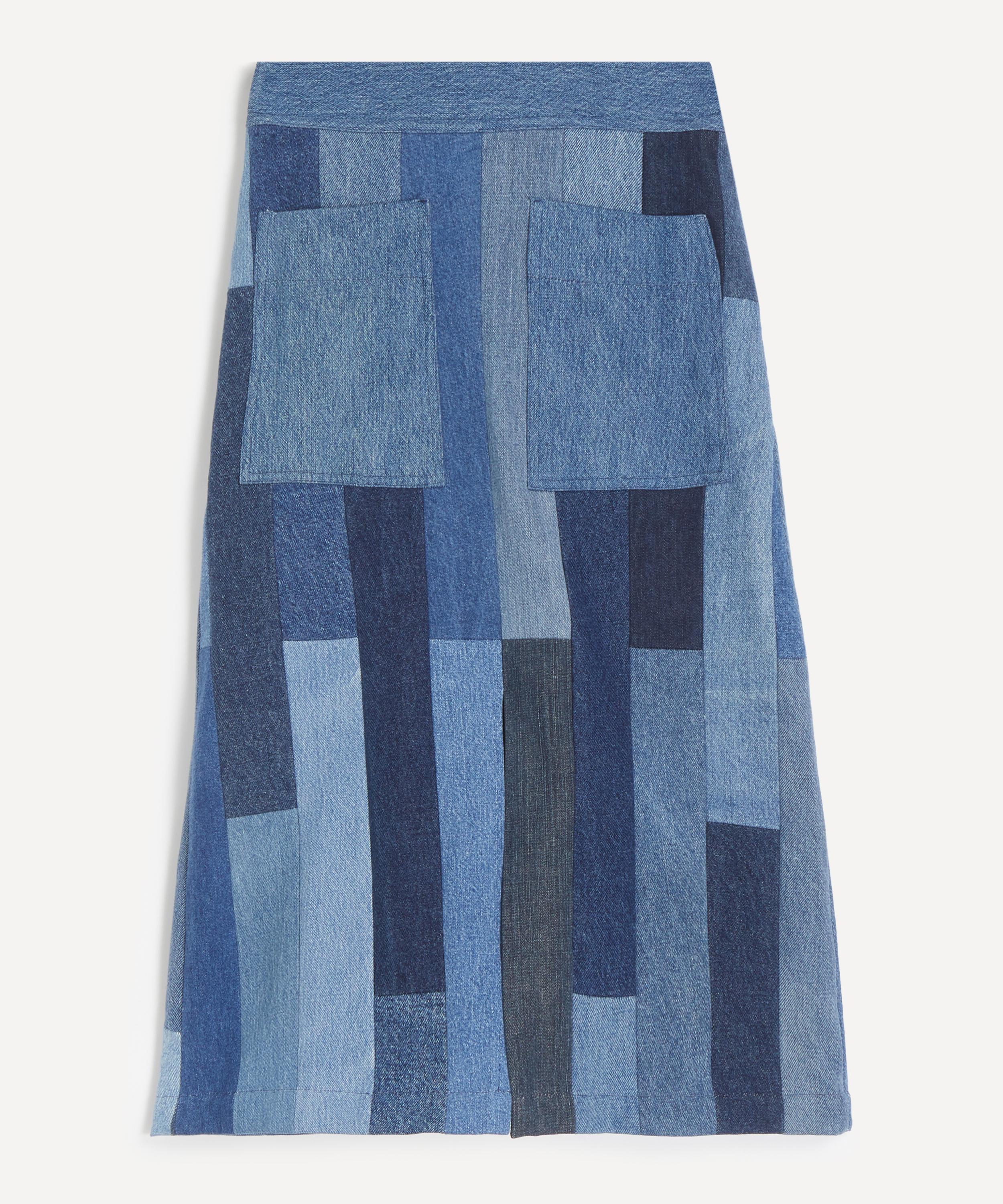 E.L.V. Denim - Gaby Patchwork Denim Midi Skirt
