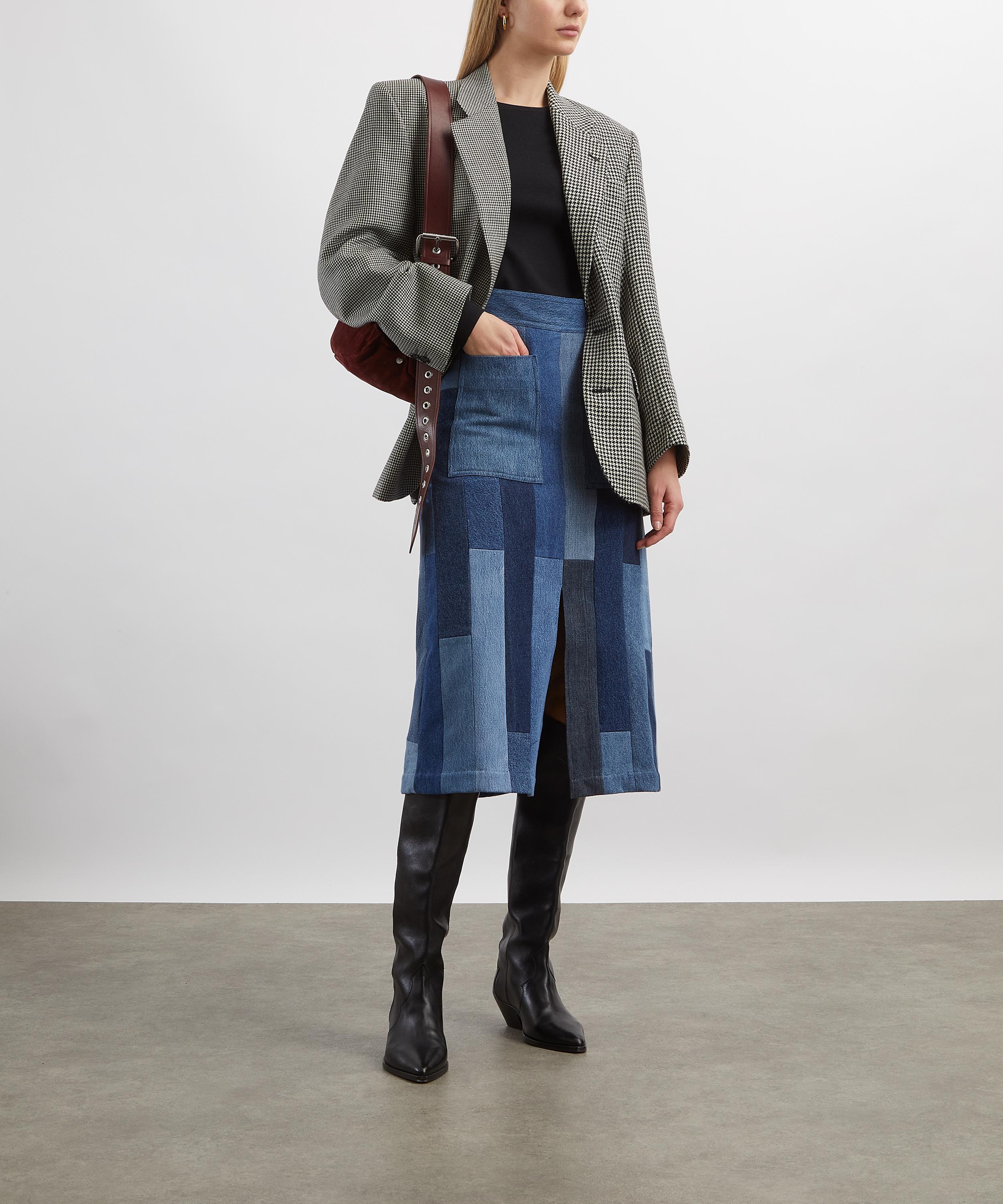 E.L.V. Denim - Gaby Patchwork Denim Midi Skirt image number 1