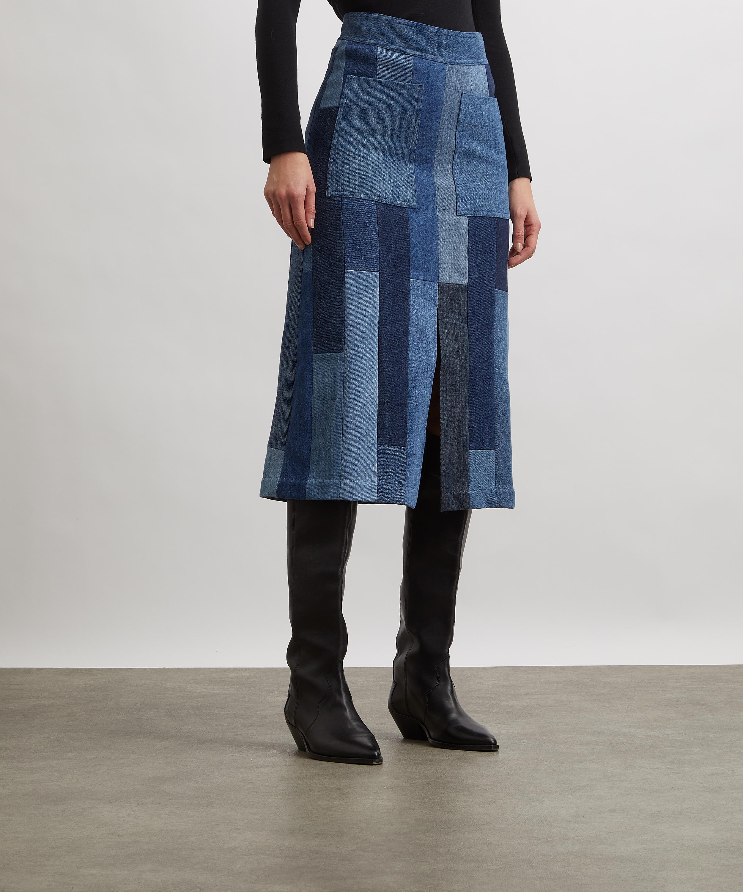 E.L.V. Denim - Gaby Patchwork Denim Midi Skirt image number 2