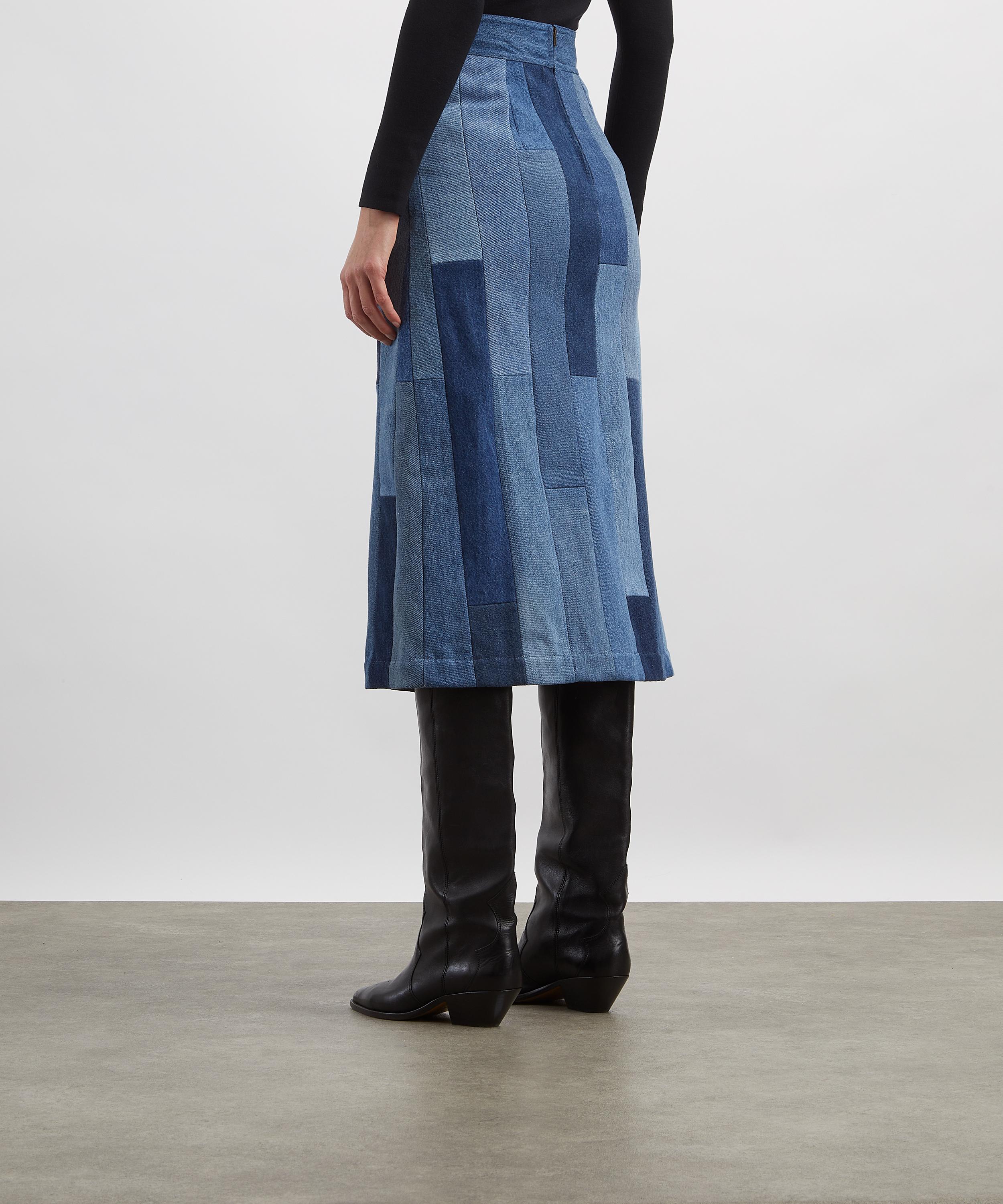 E.L.V. Denim - Gaby Patchwork Denim Midi Skirt image number 3