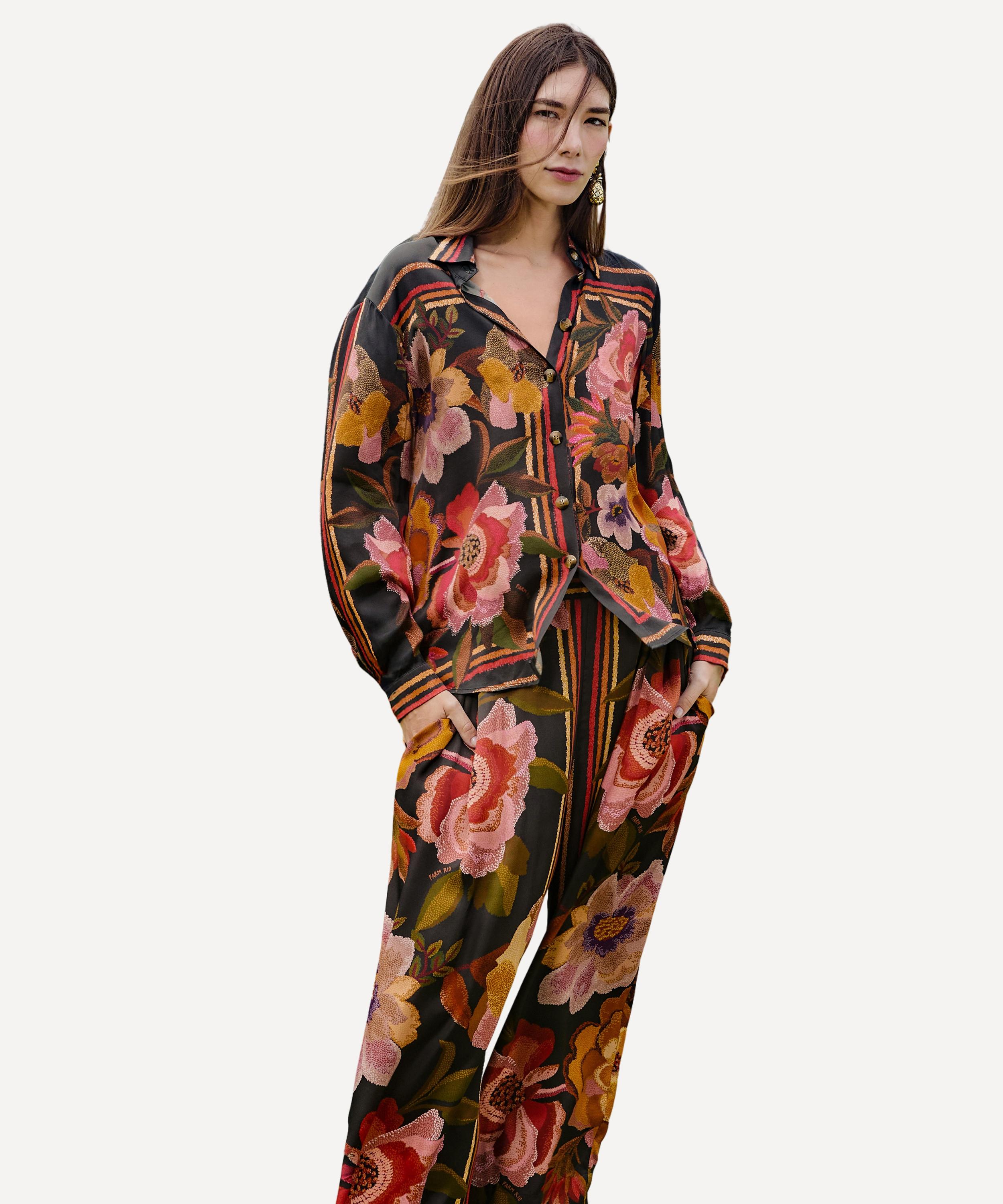 FARM Rio - Black Chenille Flowers Shirt image number 0