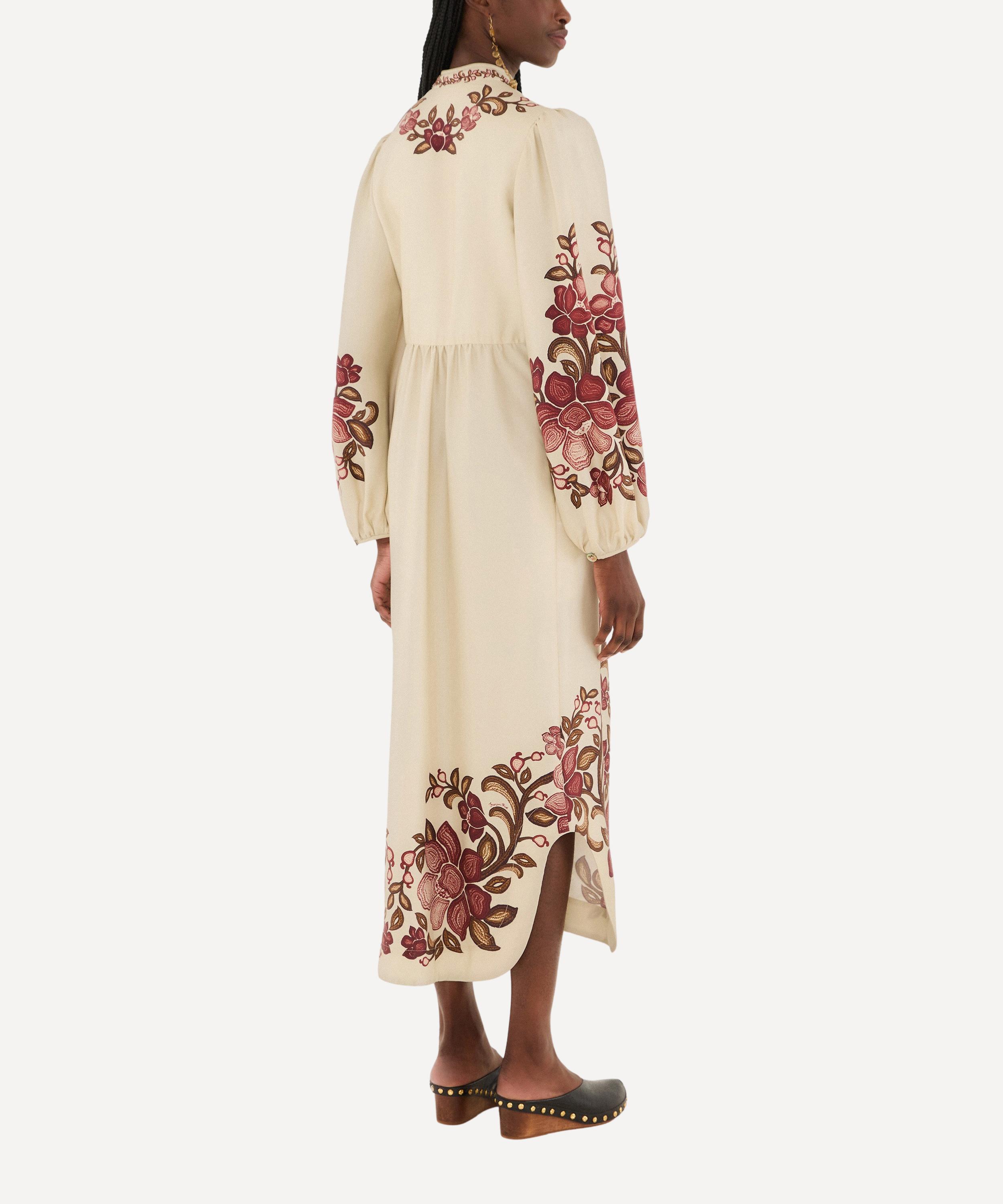 FARM Rio - Sand Renata Floral Long Sleeve Midi Dress image number 1