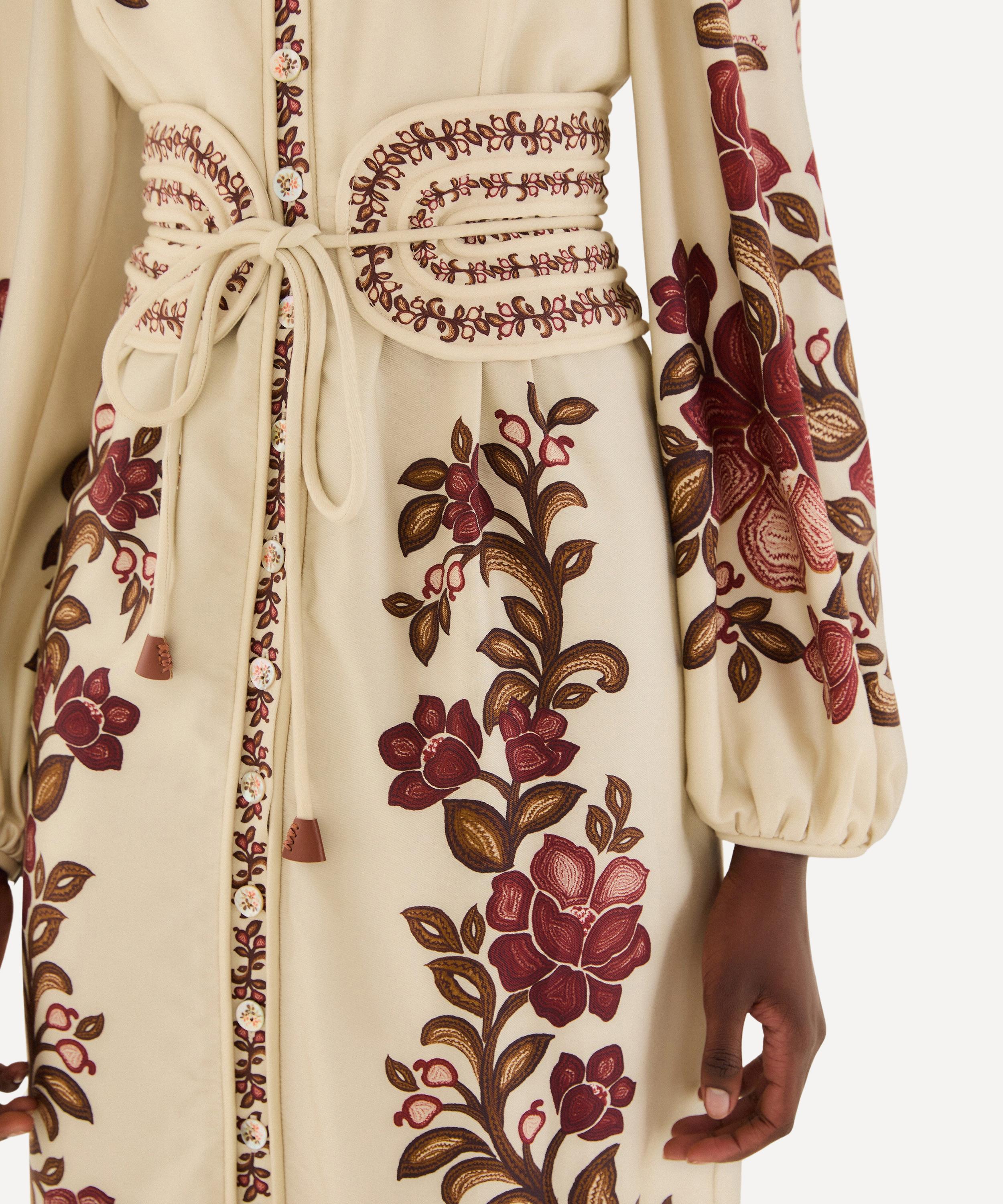 FARM Rio - Sand Renata Floral Long Sleeve Midi Dress image number 2