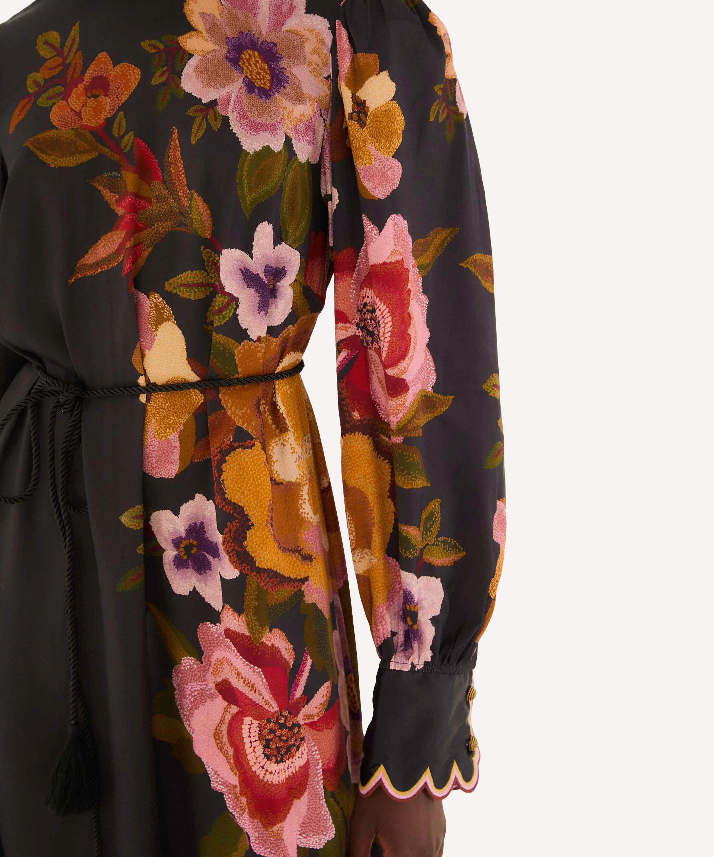 FARM Rio - Black Chenille Flowers Midi Dress image number 2