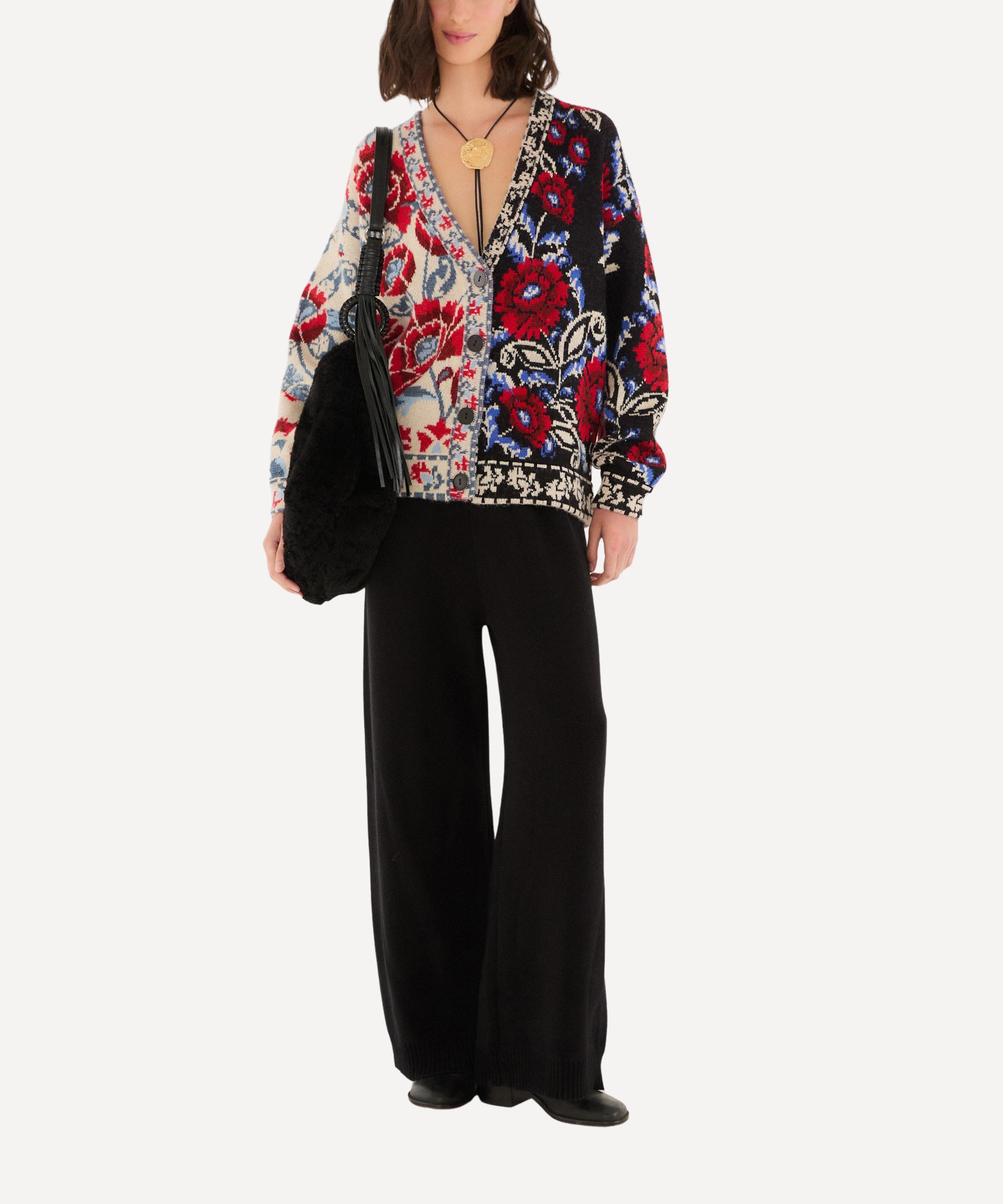 FARM Rio - Black Mixed Valentina V-Neck Knit Cardigan image number 0