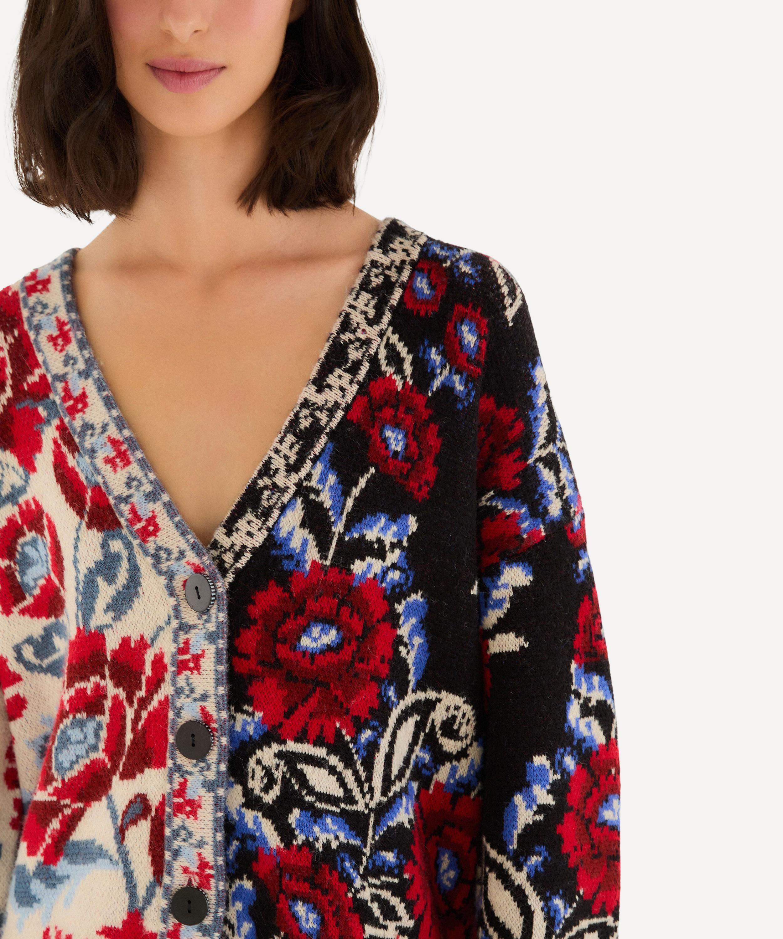 FARM Rio - Black Mixed Valentina V-Neck Knit Cardigan image number 2