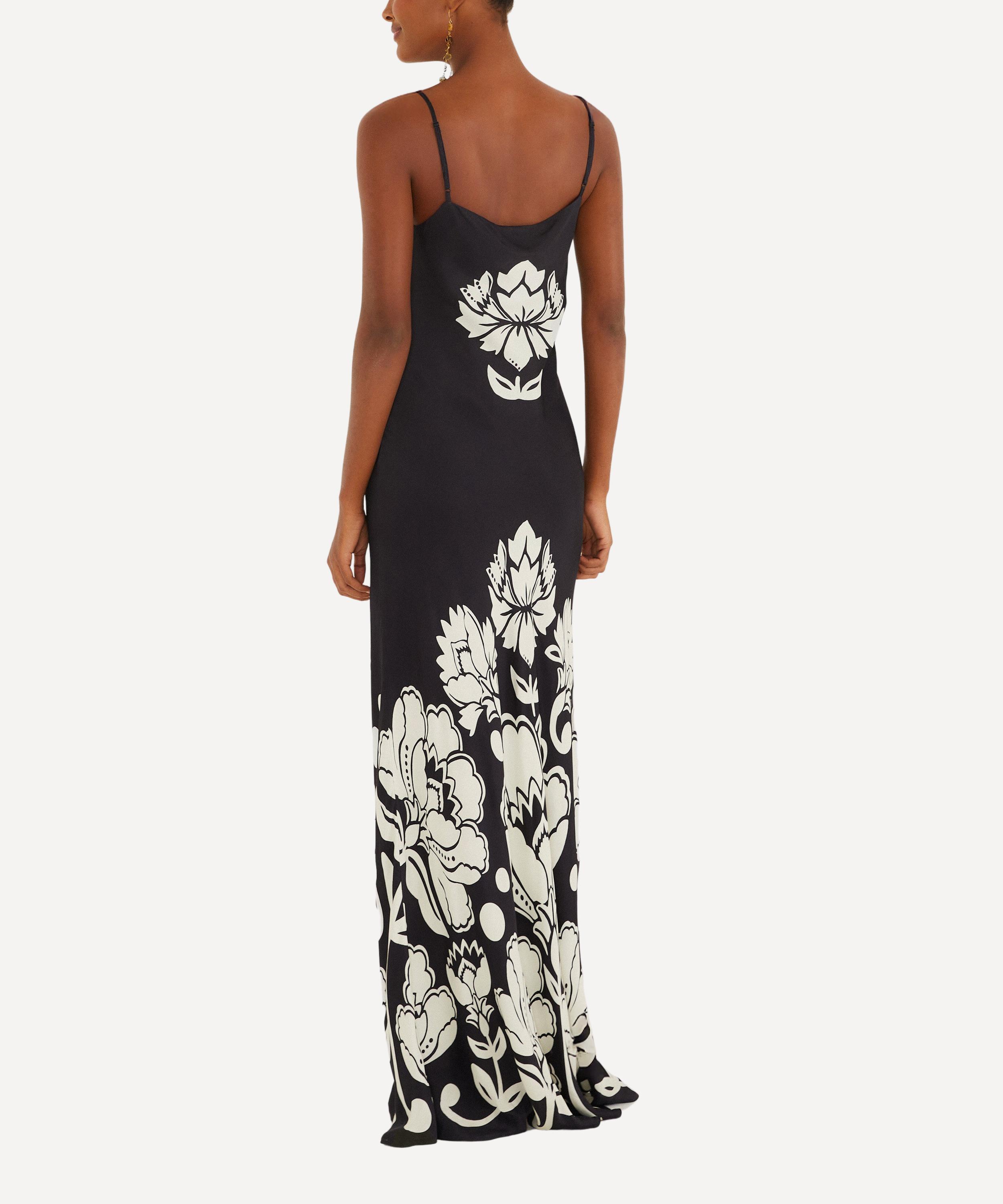 FARM Rio - Black and White Floral Arabesque Maxi Dress image number 1