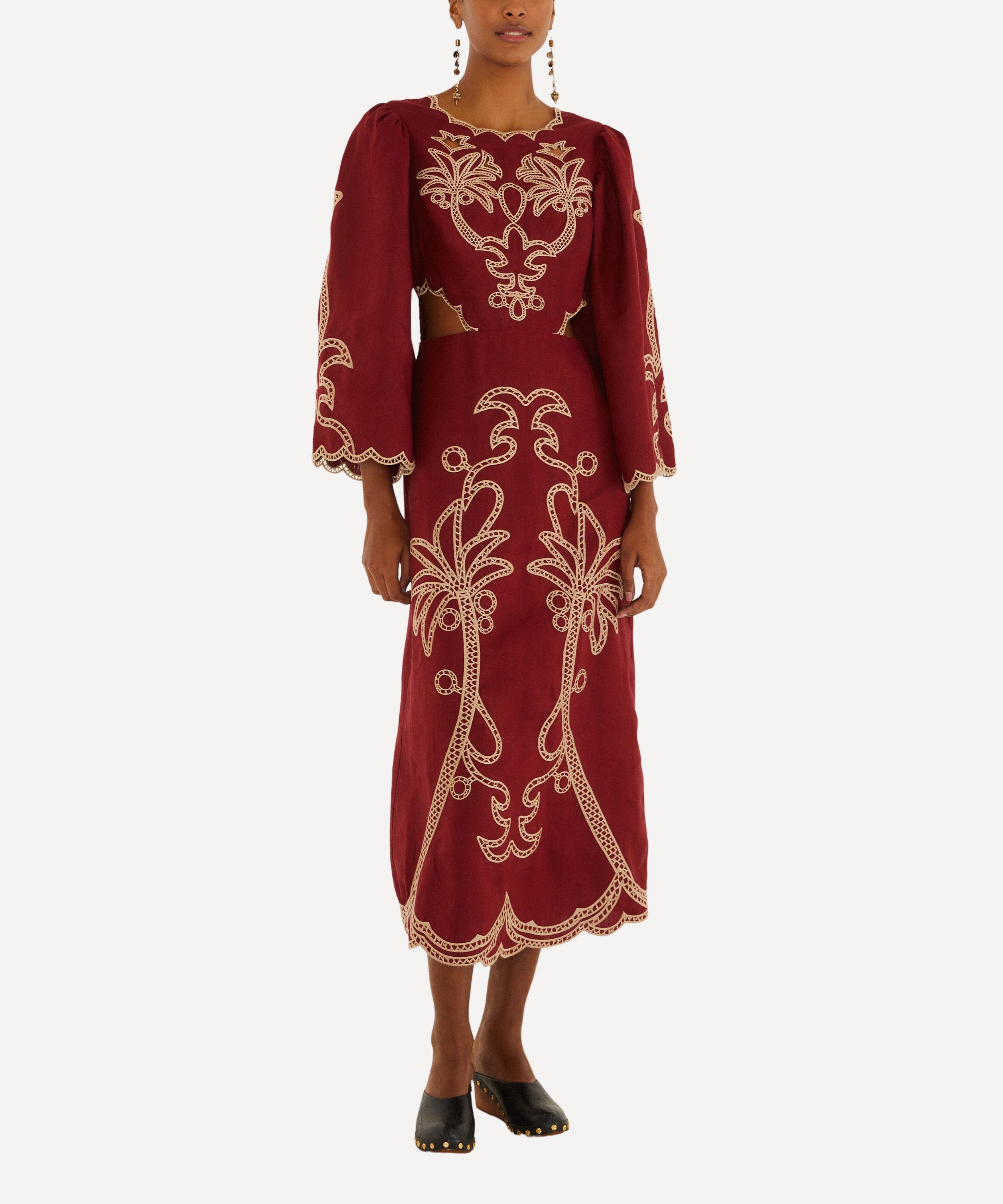 FARM Rio - Red Artisanal Cut-Out Embroidered Maxi Dress image number 0