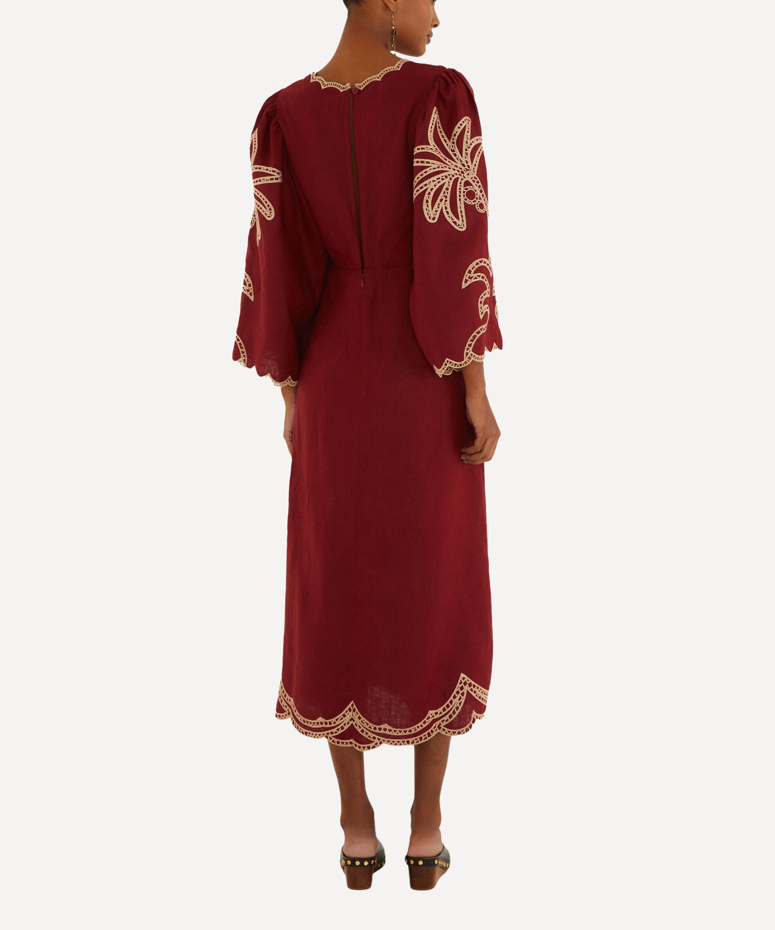 FARM Rio - Red Artisanal Cut-Out Embroidered Maxi Dress image number 1
