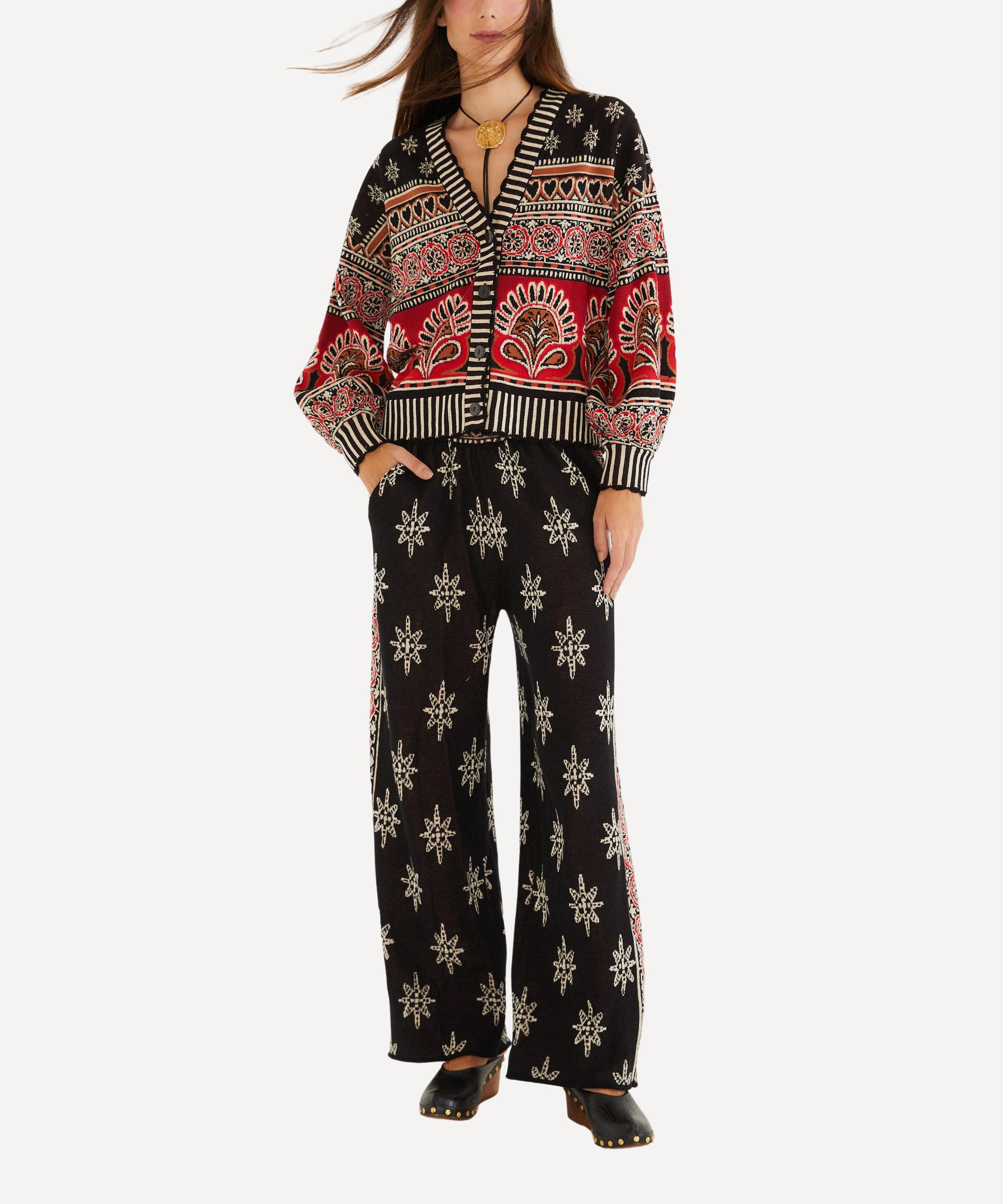 FARM Rio - Black Ainika Love Coconut Groove Knit Trousers image number 0