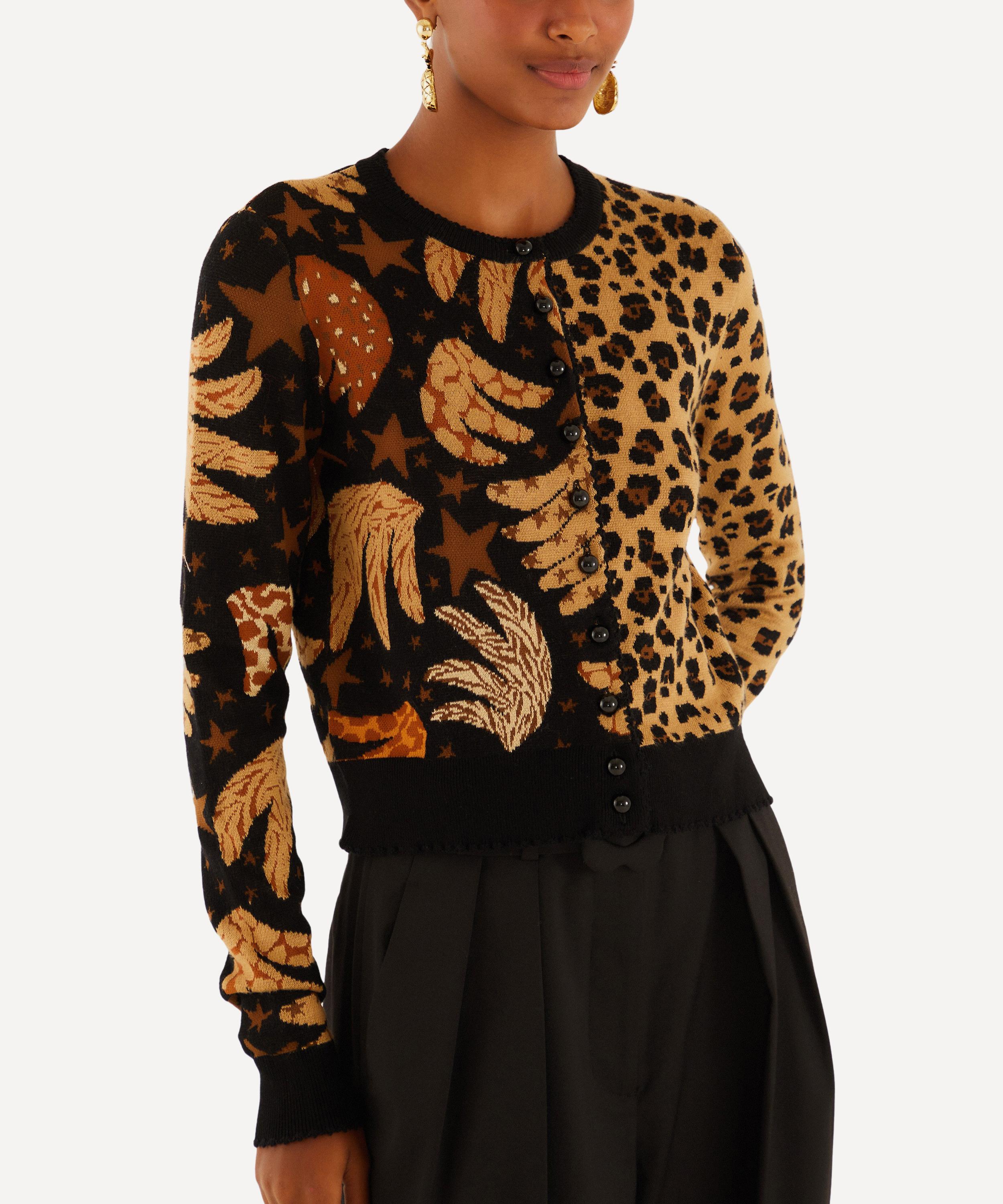 FARM Rio - Banana Leopard Mixed Cardigan image number 0