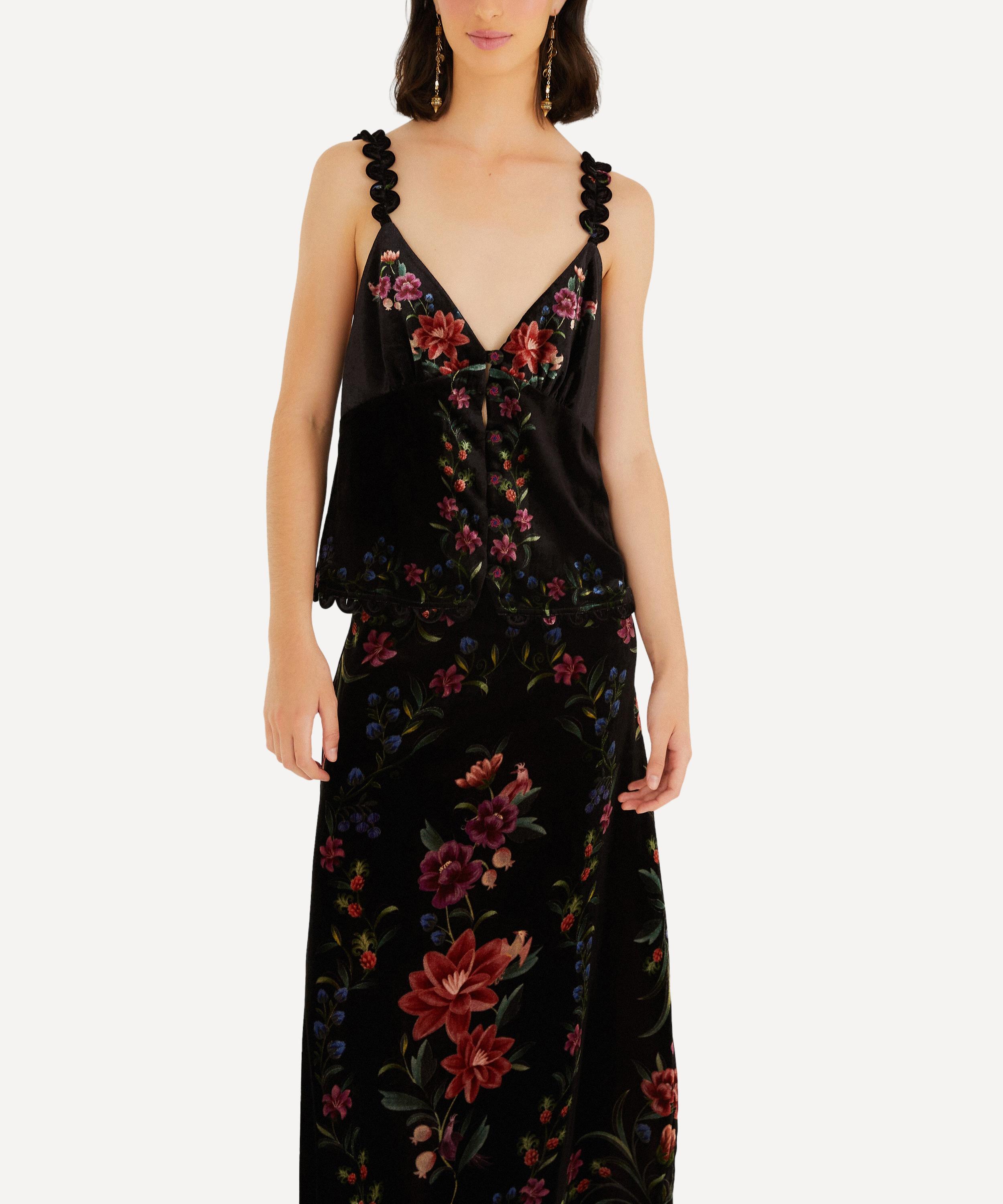 FARM Rio - Black Belle Garden Scallop Hem Midi Skirt image number 0