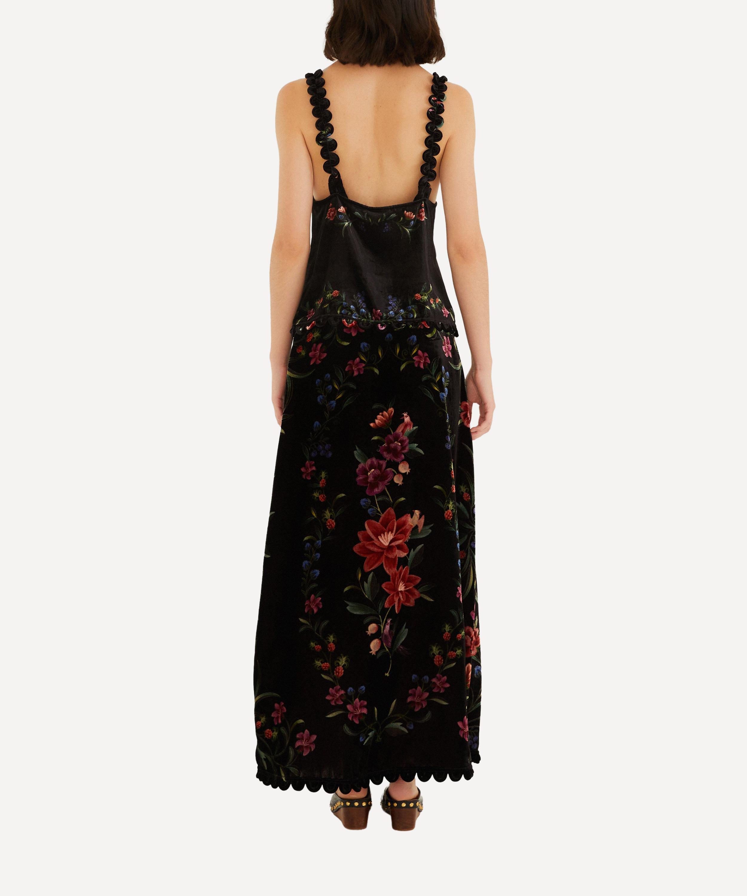 FARM Rio - Black Belle Garden Scallop Hem Midi Skirt image number 1