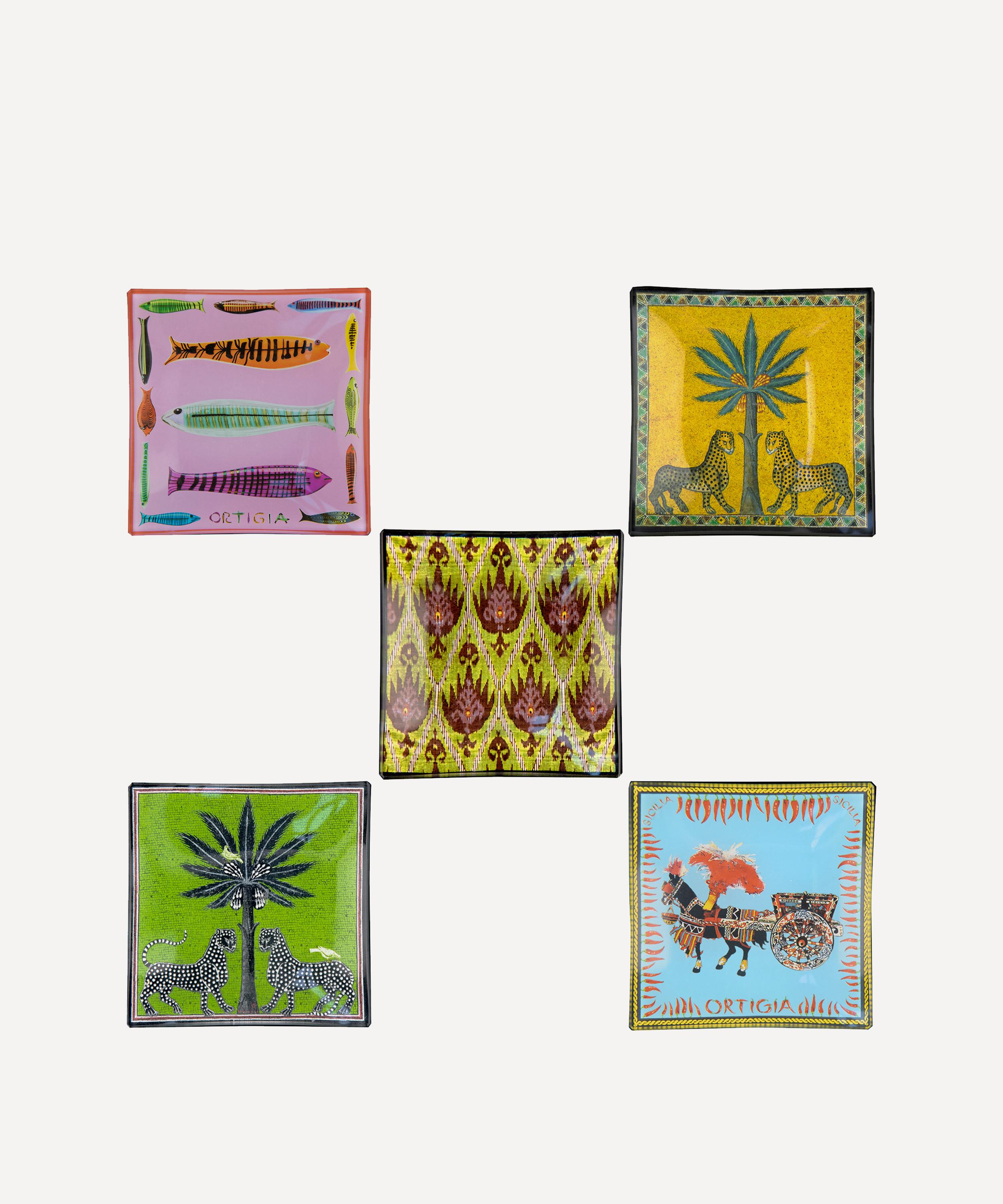 Ortigia - Tin Carretto Glass Sqaure Plates Set of Five image number 0
