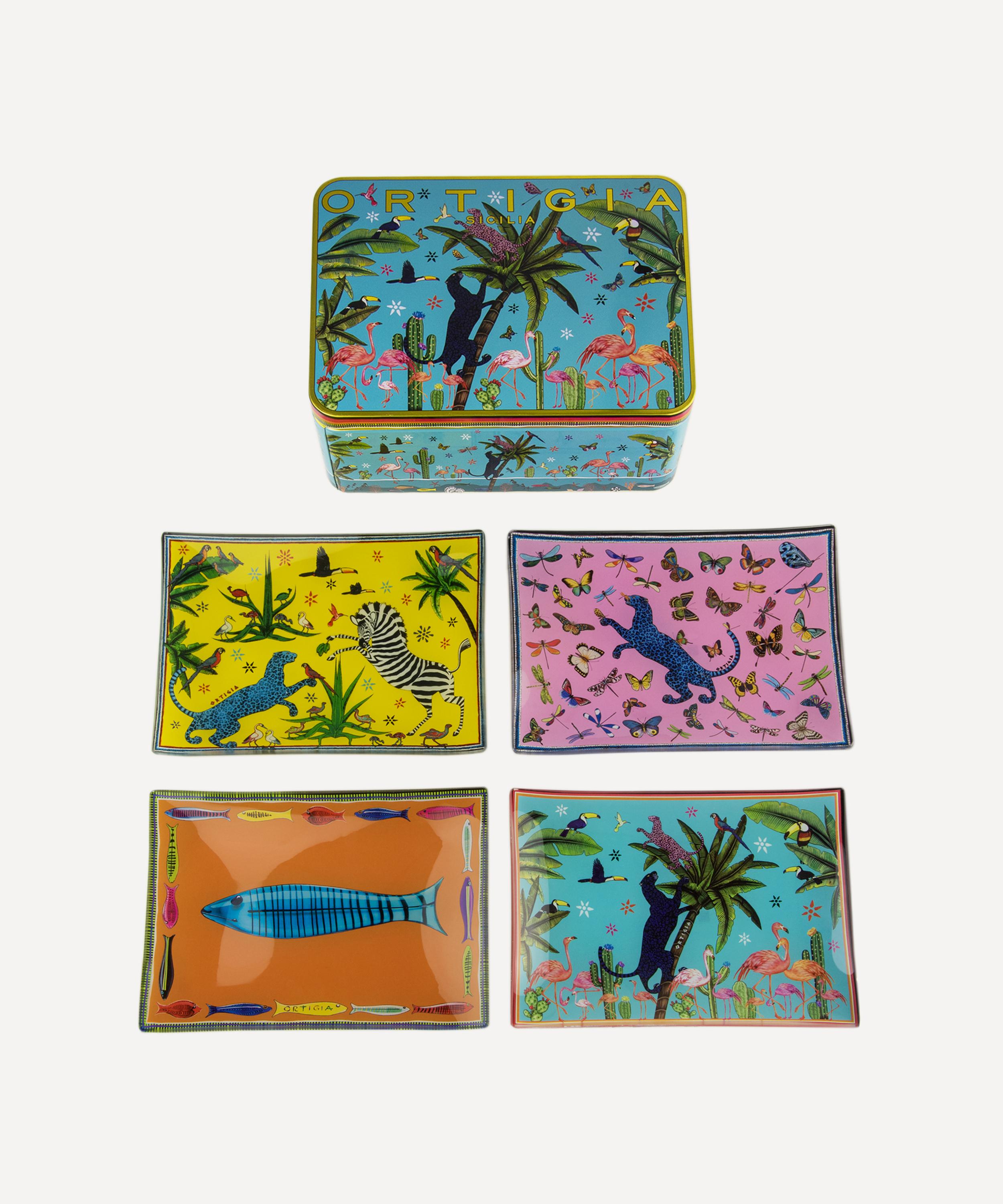 Ortigia - Tin Jungle Rectangle Glass Plates Set of Four