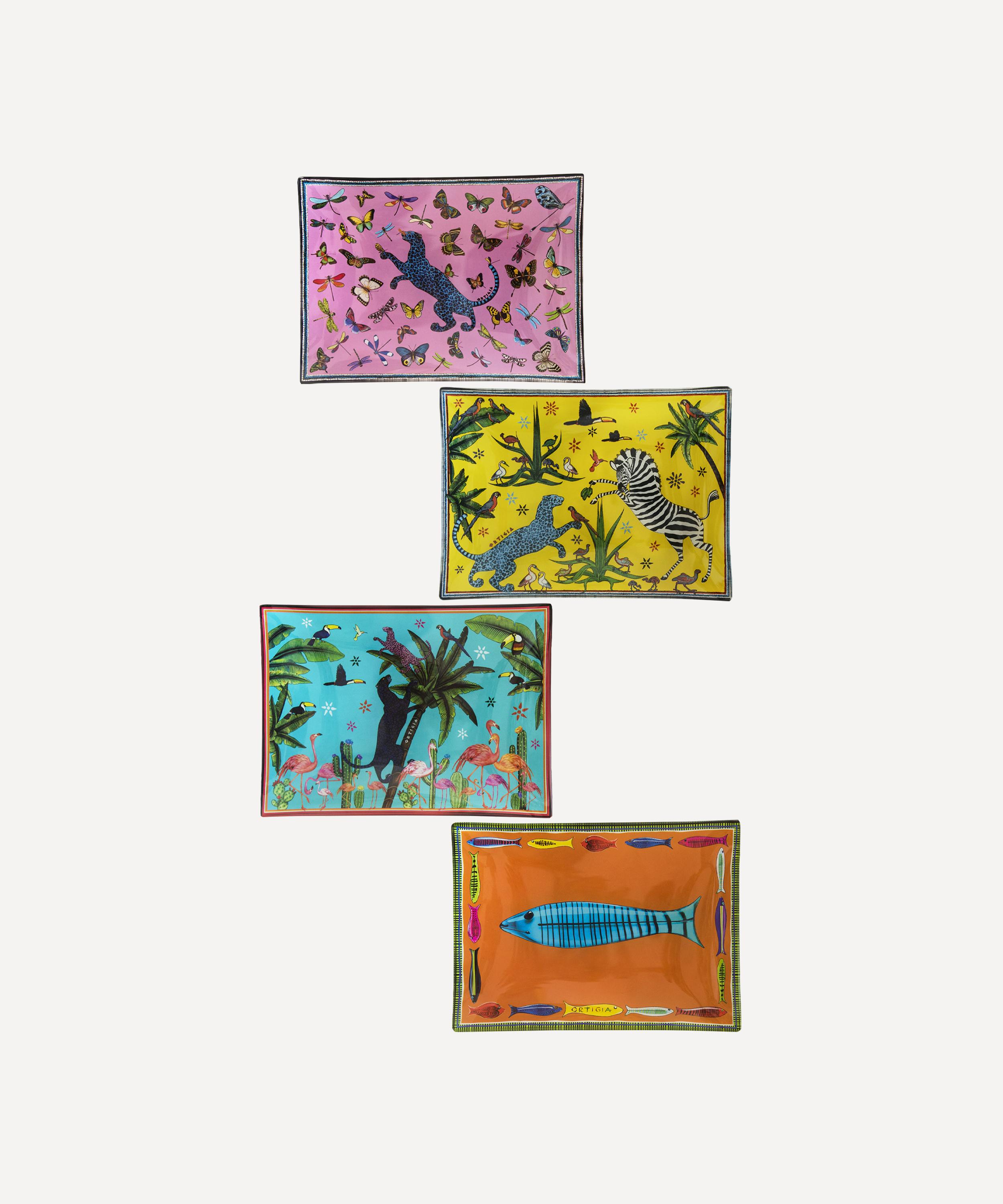 Ortigia - Tin Jungle Rectangle Glass Plates Set of Four image number 1