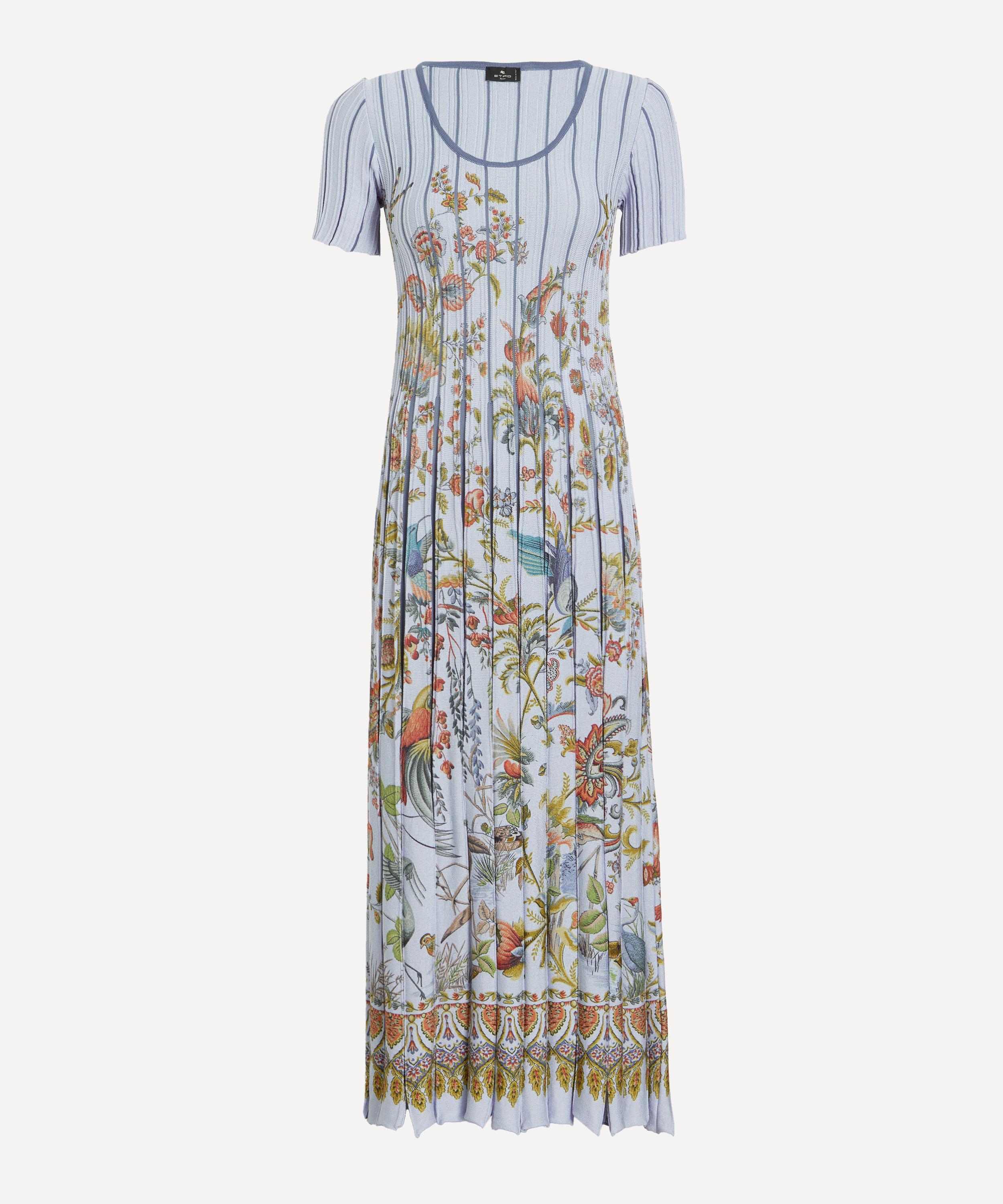 Etro - Pleated Cotton-Blend Placed Print Midi Dress