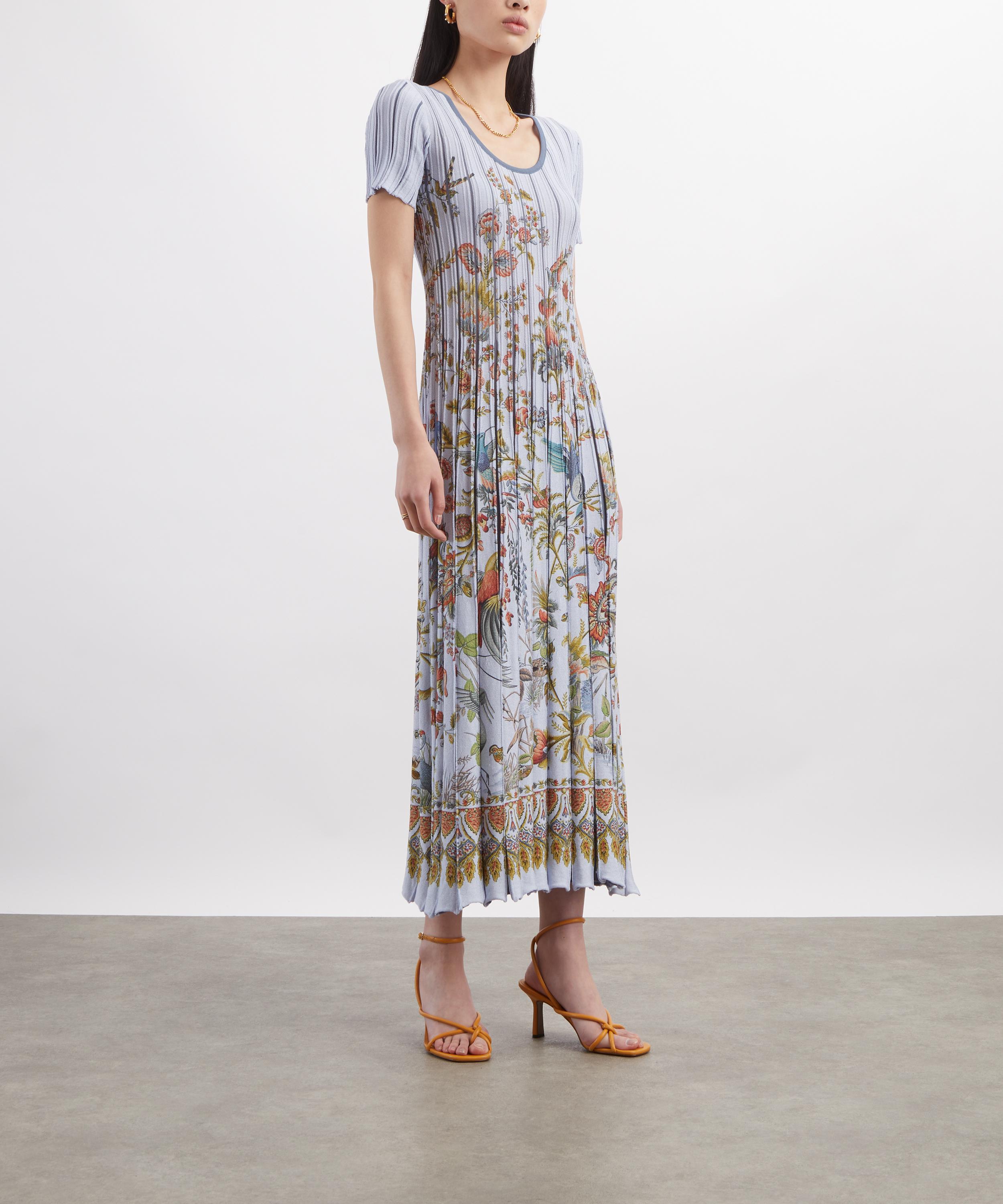 Etro - Pleated Cotton-Blend Placed Print Midi Dress image number 2