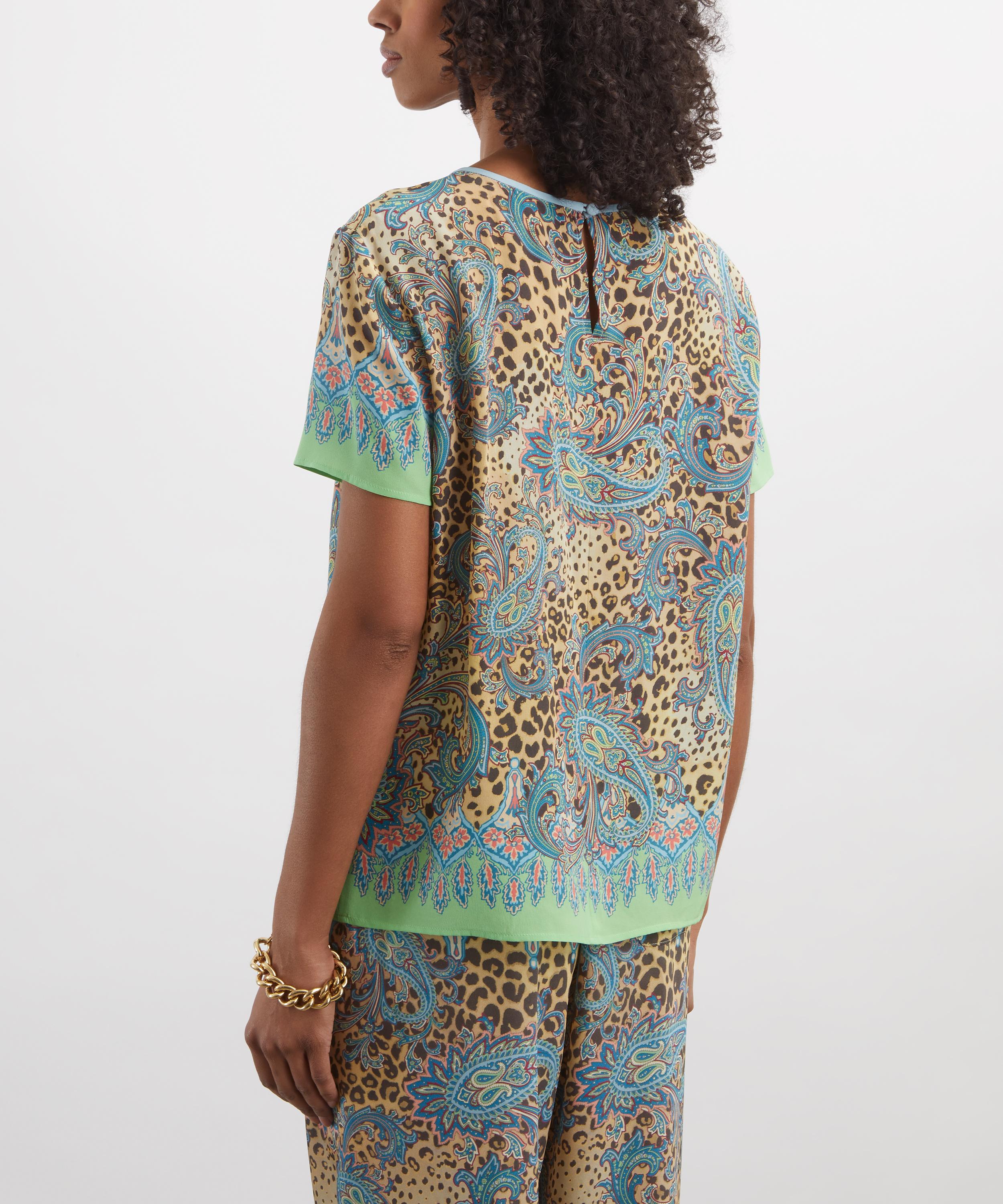 Etro - Animal Paisley Silk T-Shirt Top image number 3
