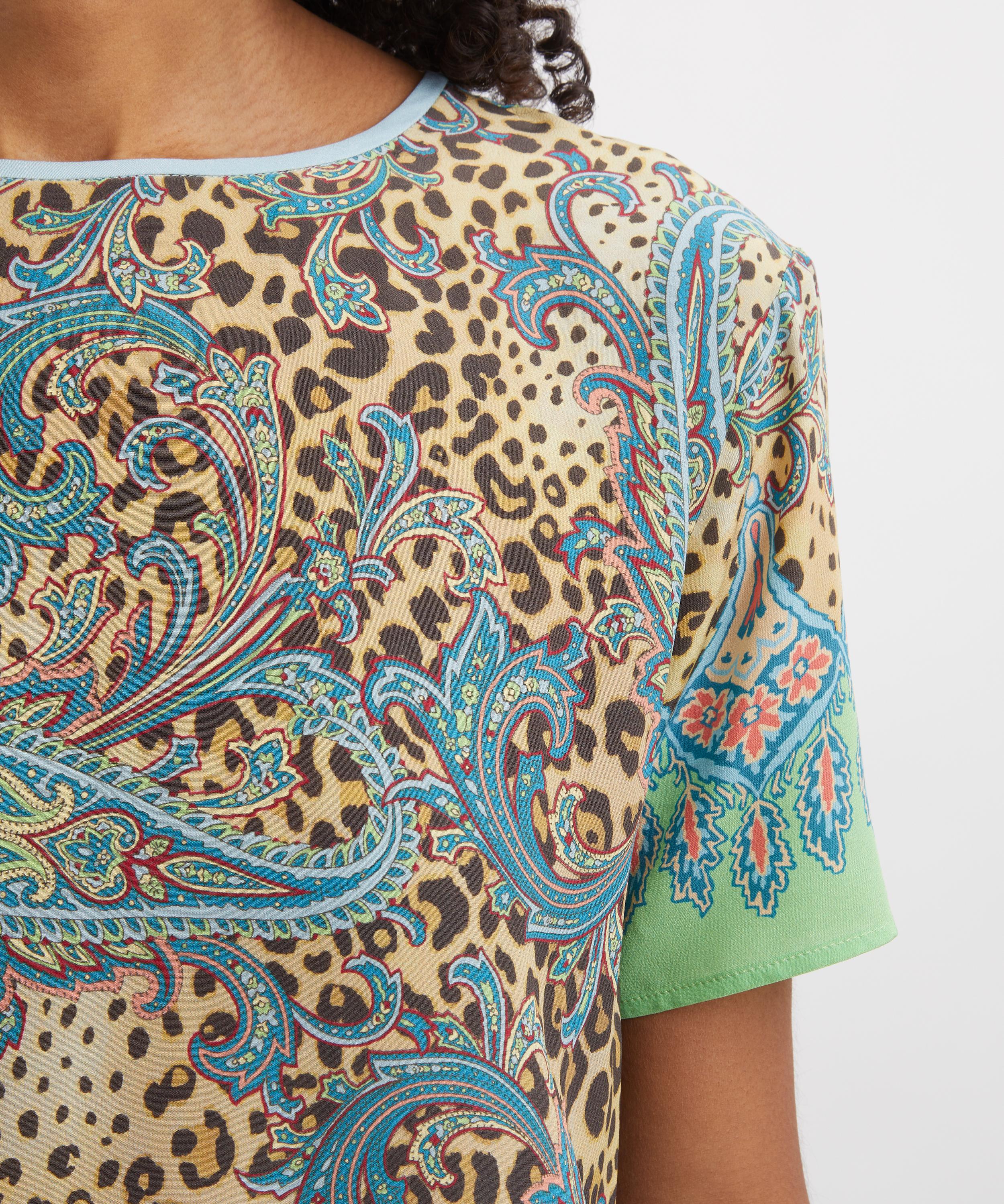 Etro - Animal Paisley Silk T-Shirt Top image number 4