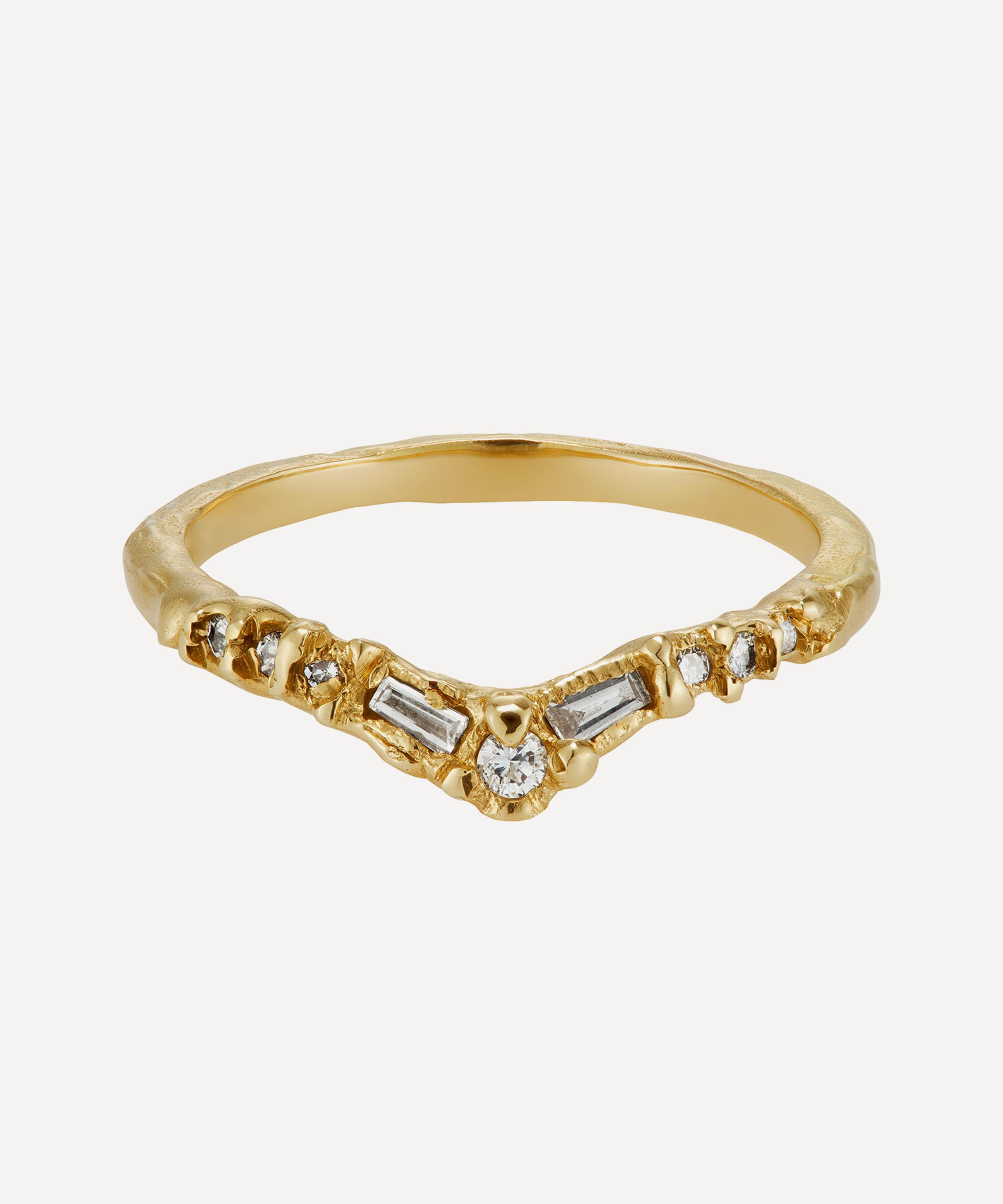 Ellis Mhairi Cameron - 14ct Gold Armach Diamond V Shape Scatter Ring image number 0