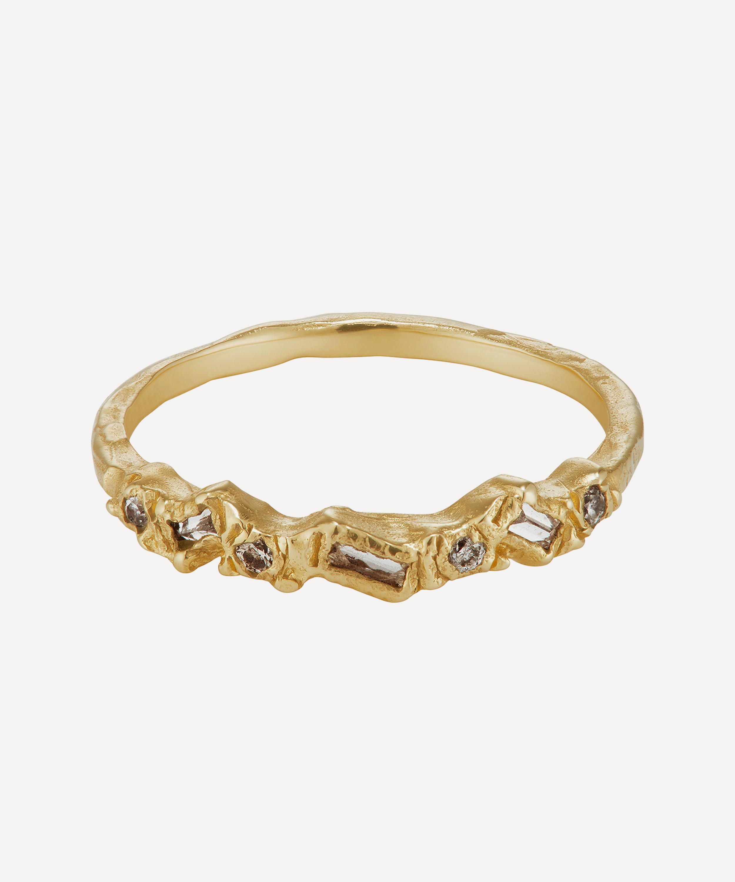 Ellis Mhairi Cameron - 14ct Gold V White Diamond Half Eternity Scatter Ring image number 0