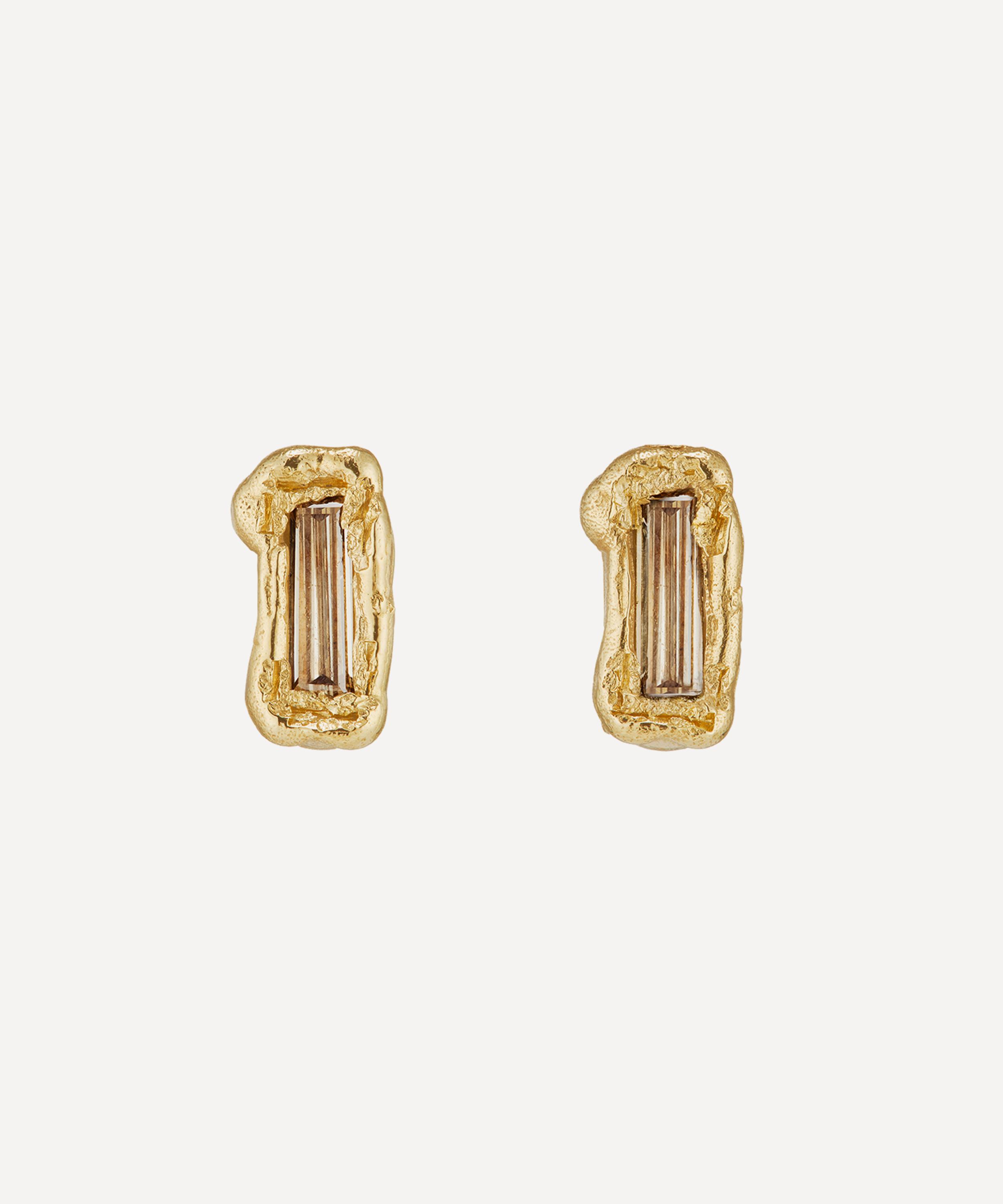 Ellis Mhairi Cameron - 14ct Gold X Champagne Baguette Diamond Stud Earrings image number 0