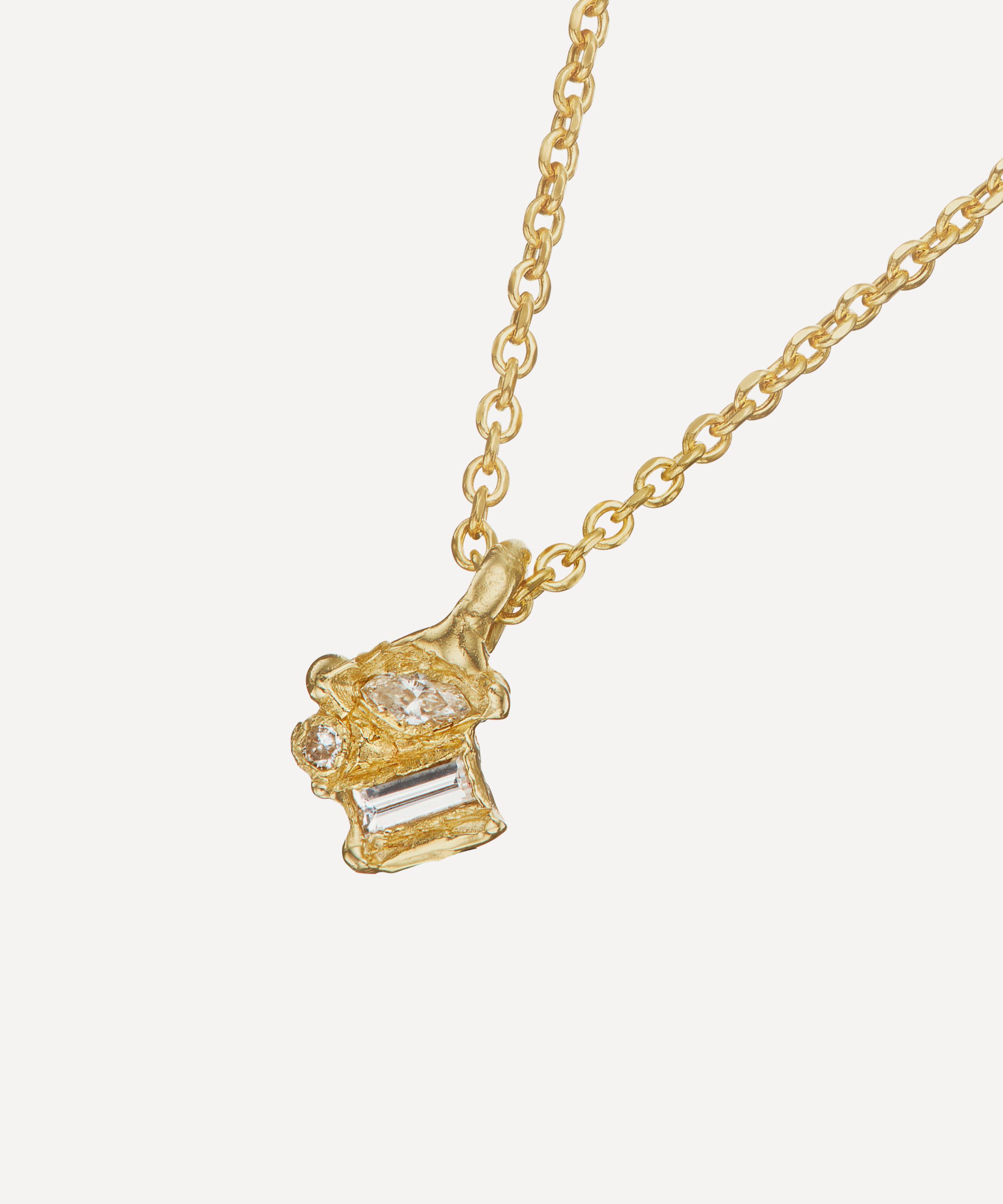 Ellis Mhairi Cameron - 14ct Gold X Legacy Mixed Diamond Scatter Pendant Necklace I image number 0