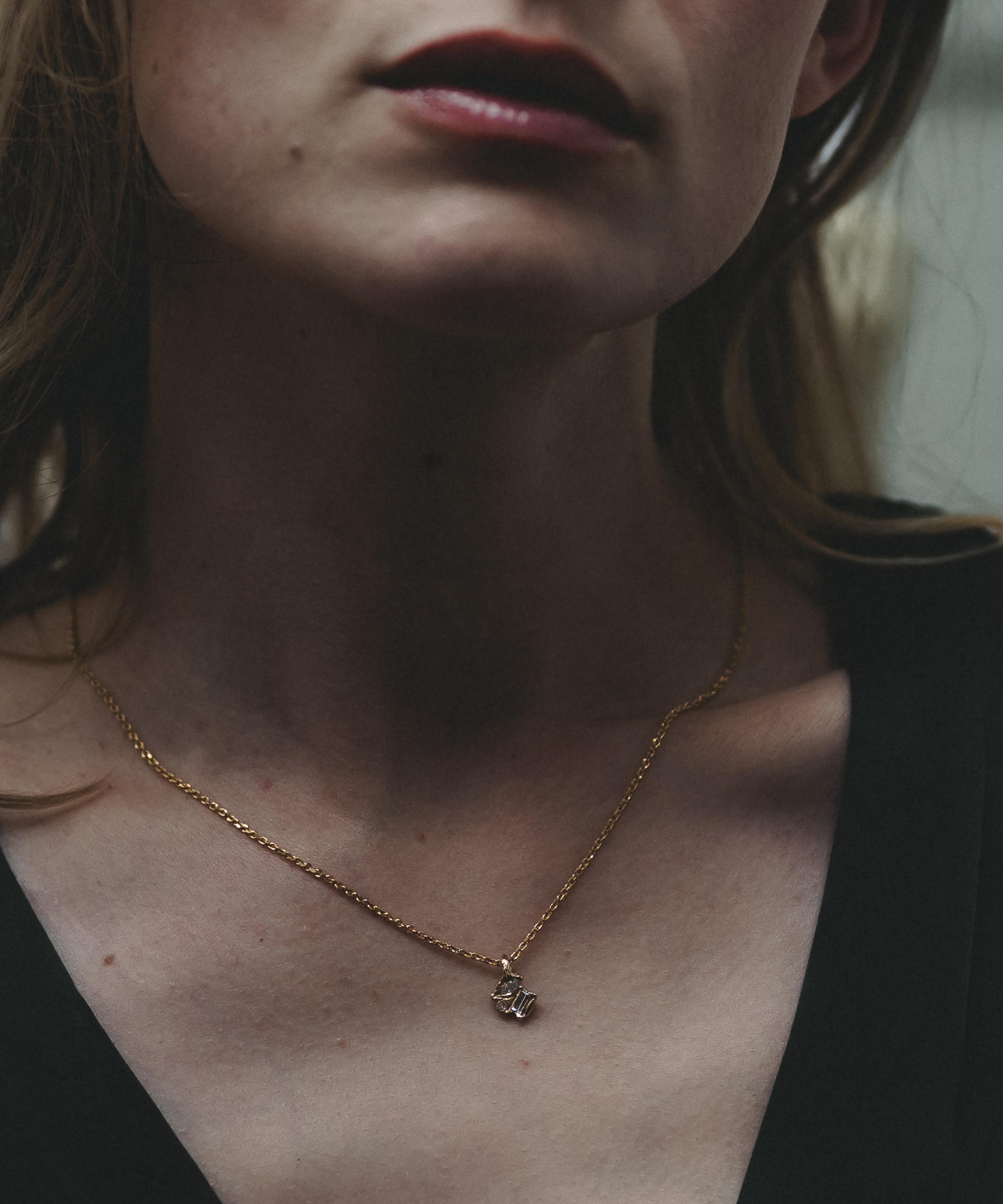 Ellis Mhairi Cameron - 14ct Gold X Legacy Mixed Diamond Scatter Pendant Necklace I image number 1