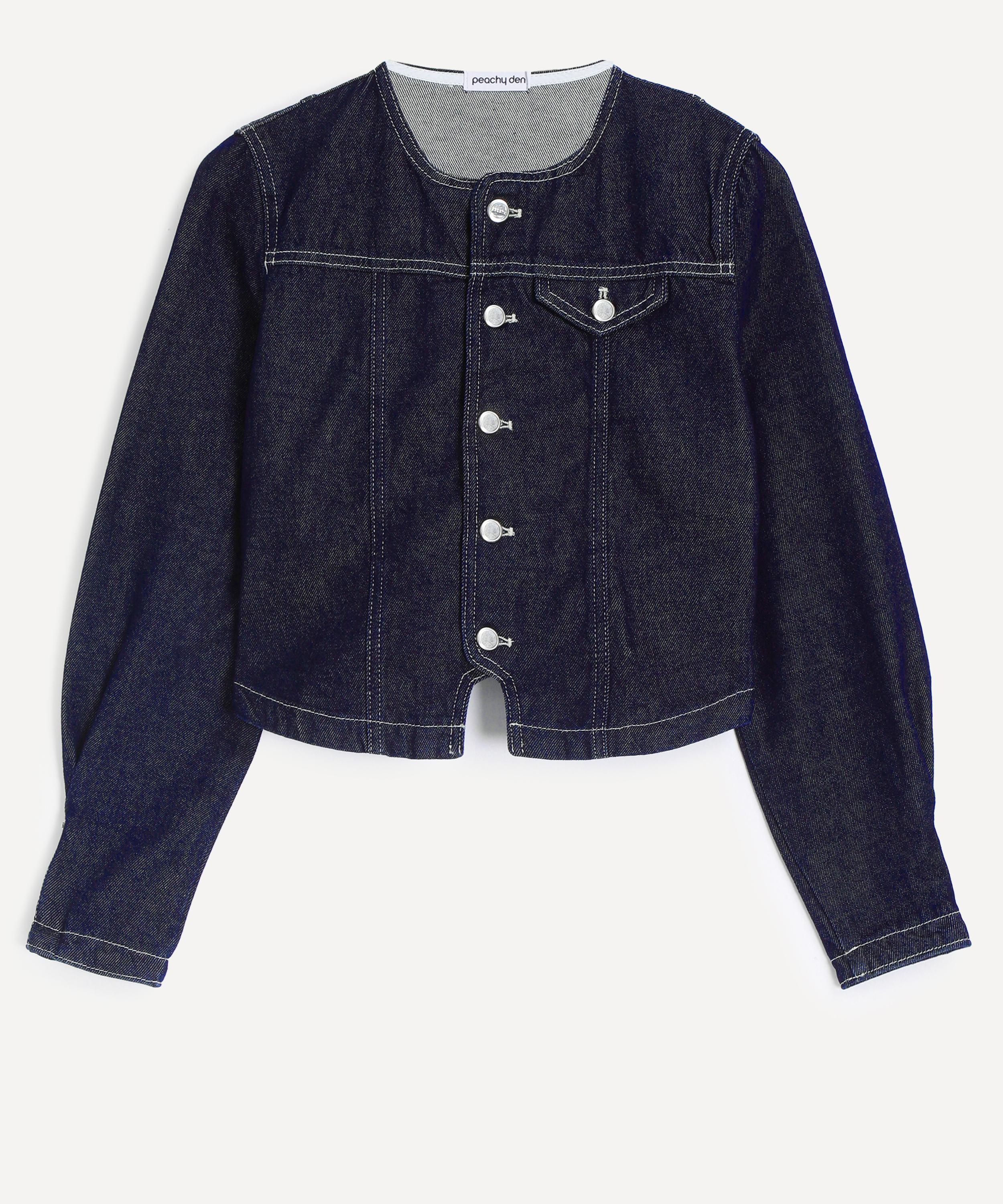 Peachy Den - Goldie Fitted Denim Jacket in Indigo Rinse