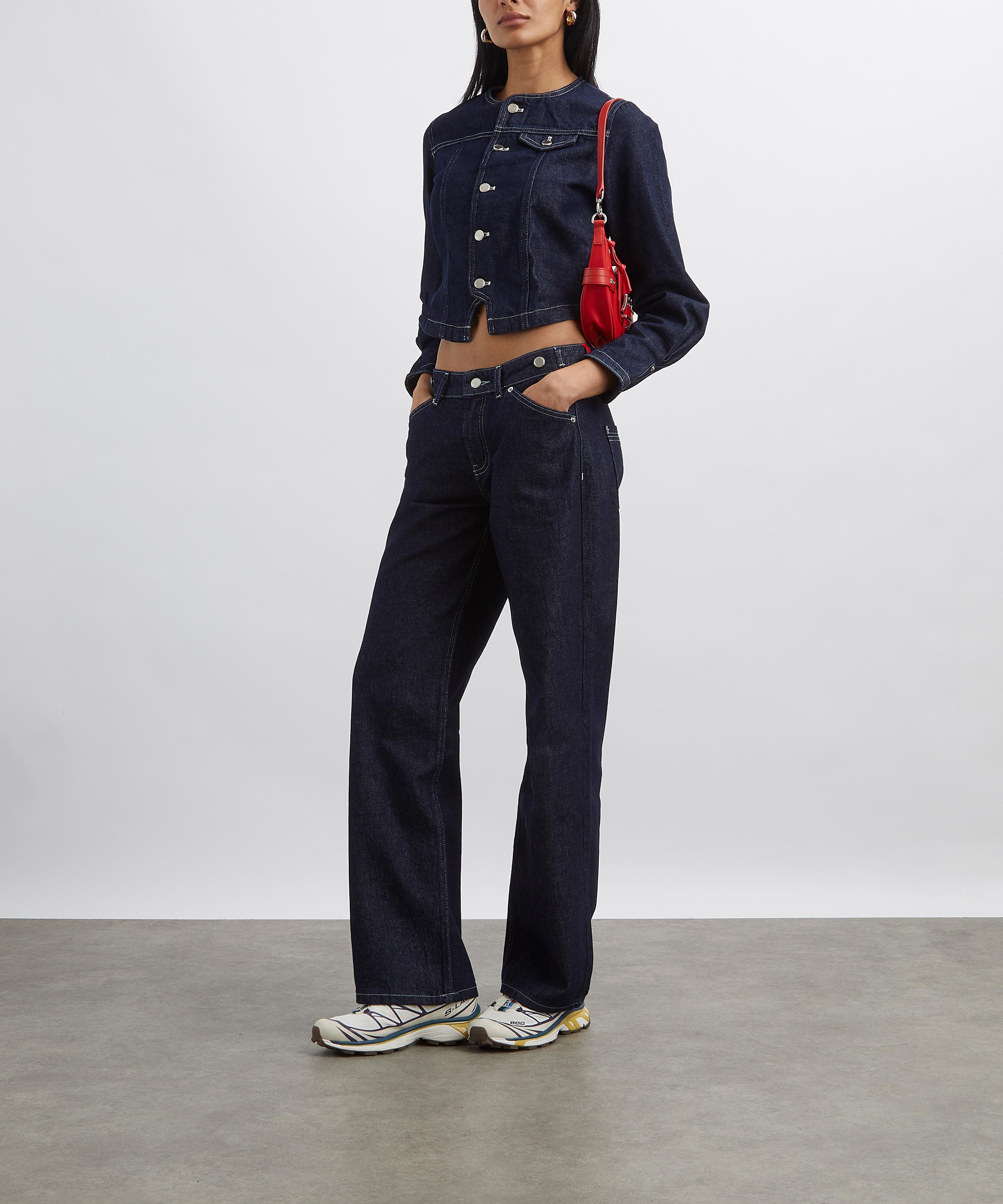 Peachy Den - Goldie Fitted Denim Jacket in Indigo Rinse image number 1