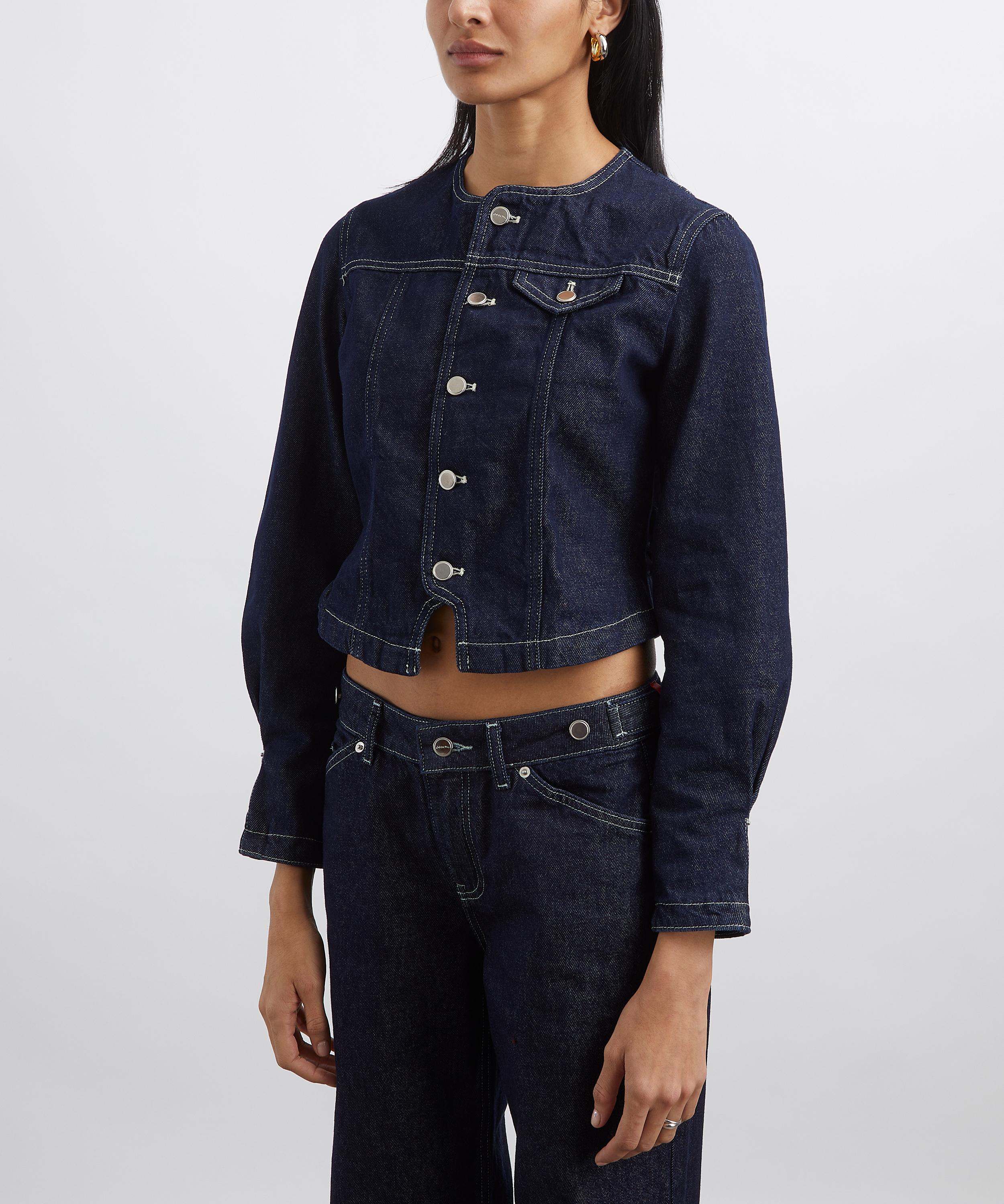 Peachy Den - Goldie Fitted Denim Jacket in Indigo Rinse image number 2