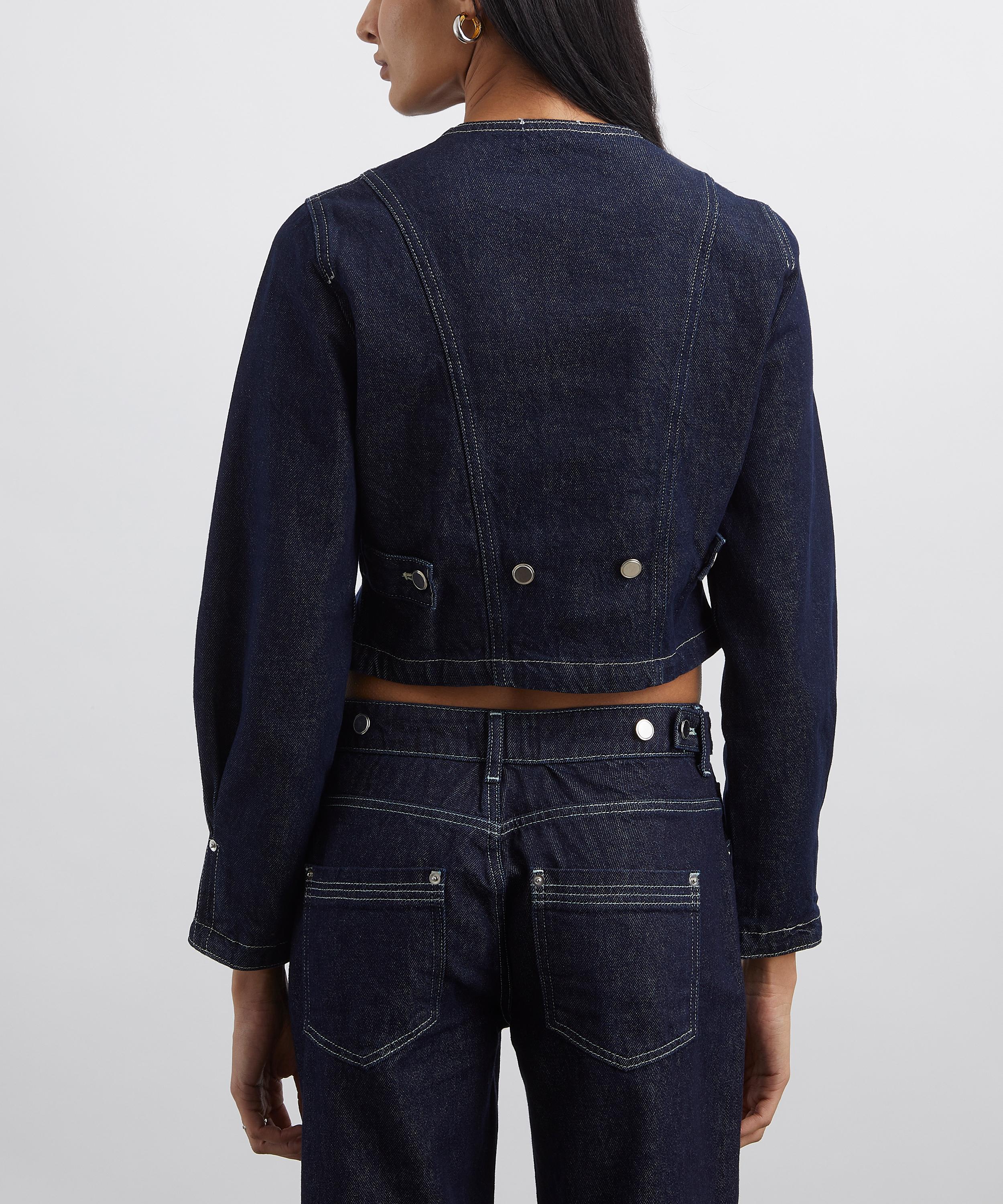 Peachy Den - Goldie Fitted Denim Jacket in Indigo Rinse image number 3