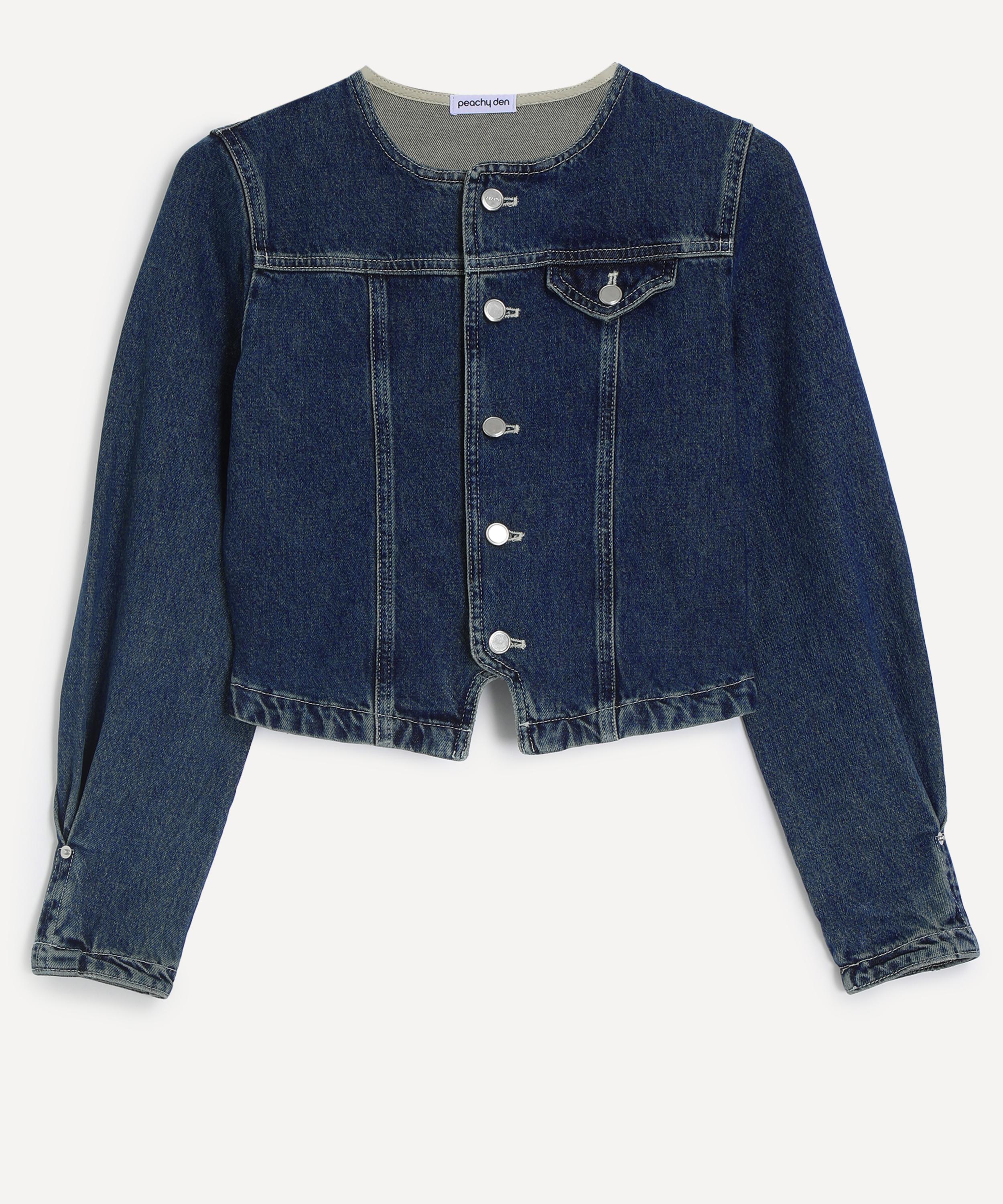 Peachy Den - Goldie Fitted Denim Jacket in Dark Fade