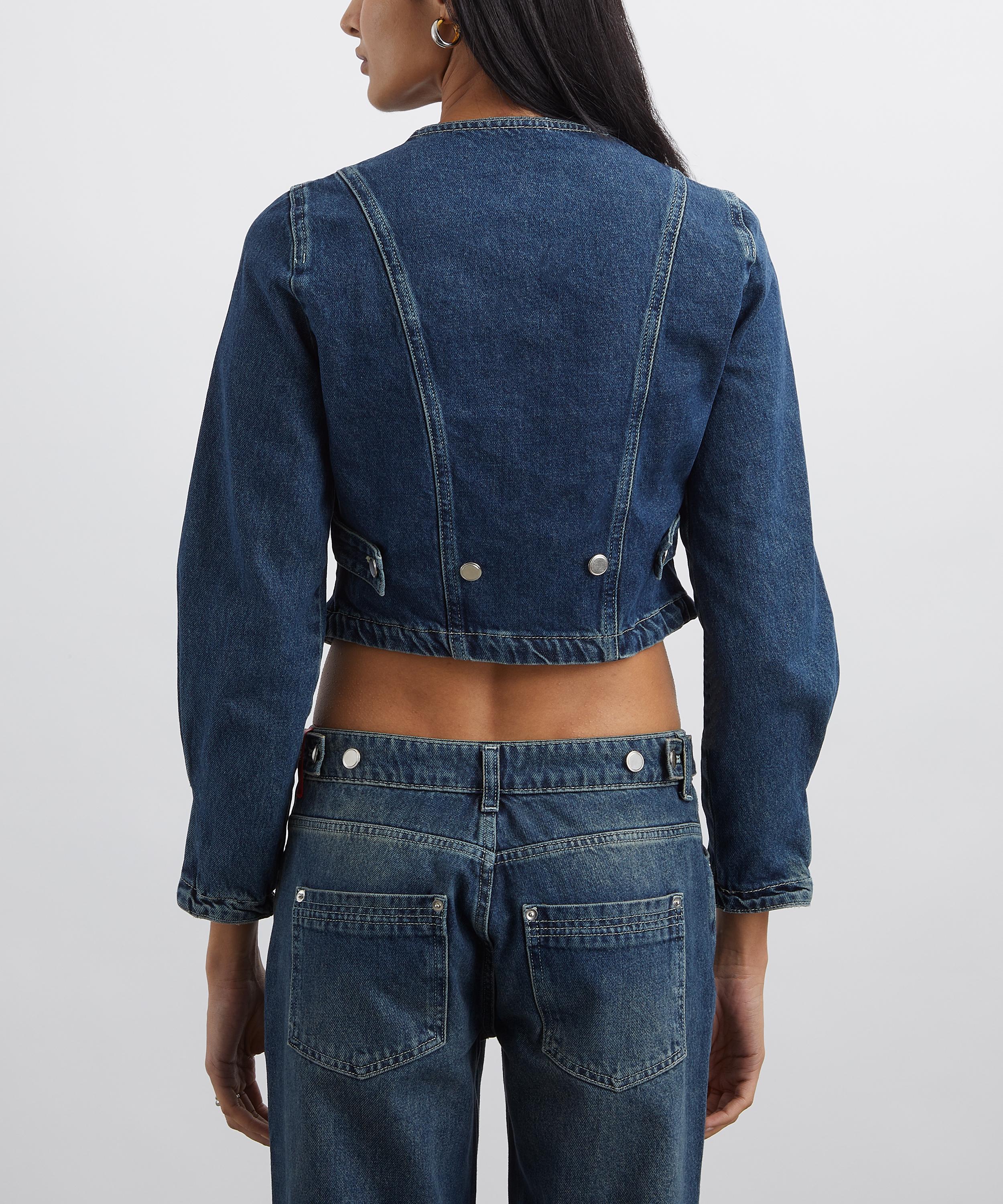 Peachy Den - Goldie Fitted Denim Jacket in Dark Fade image number 3