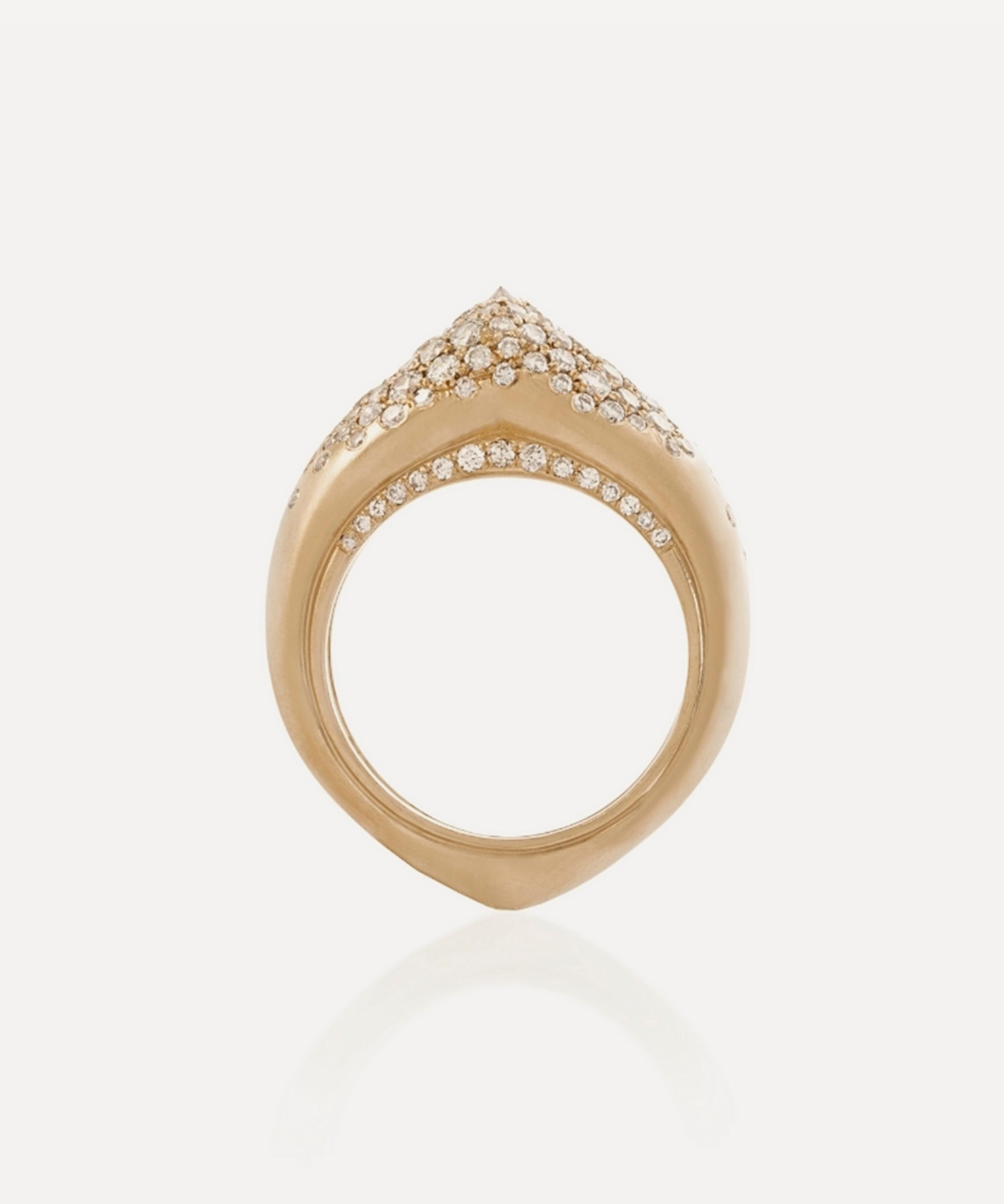 Nada Ghazal - 18ct Gold The Arch Power Stripe Big Diamond Ring