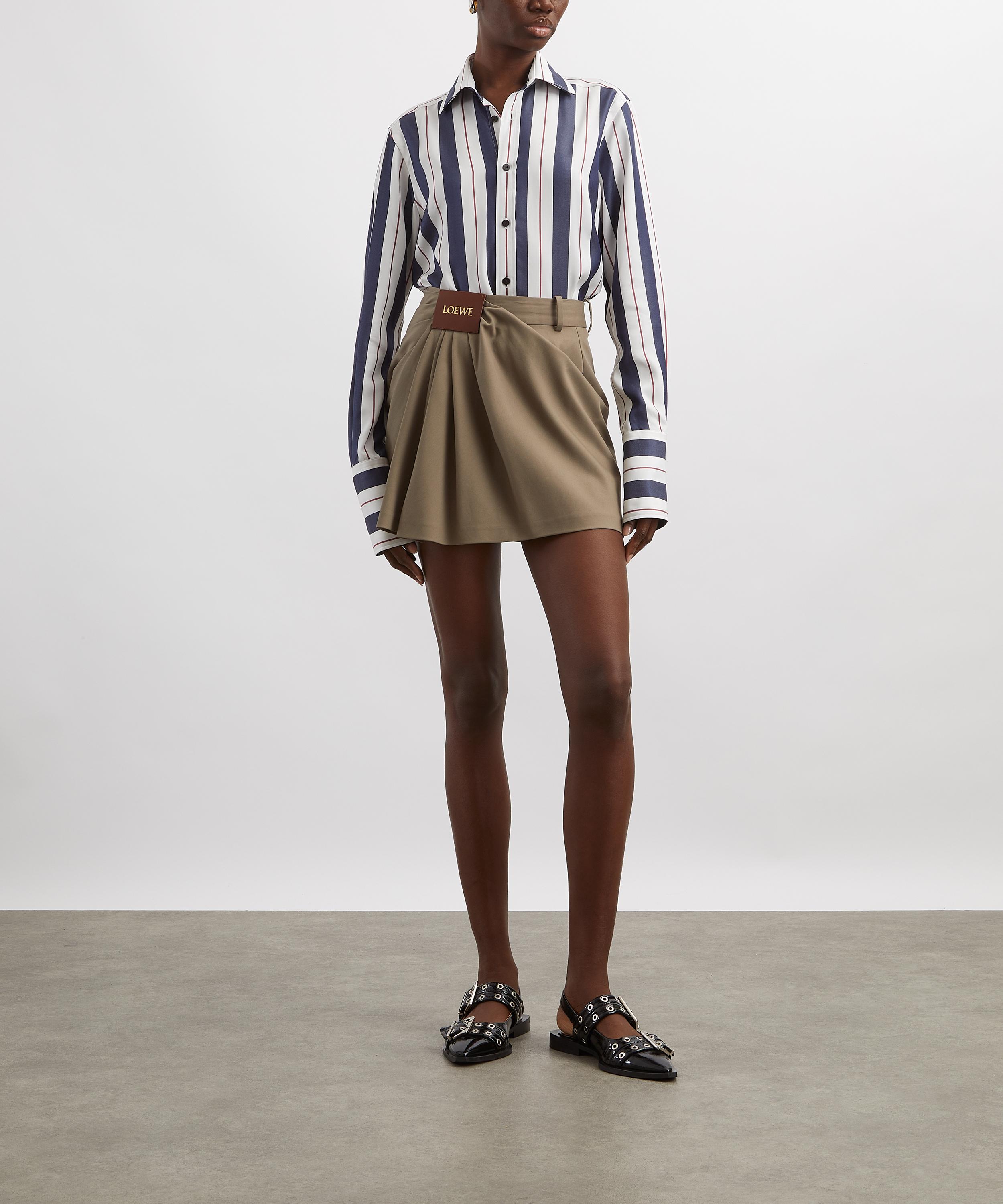 With Nothing Underneath - The Boyfriend Exaggerated Cuff Navy-Burgundy Wide Stripe Shirt image number 1