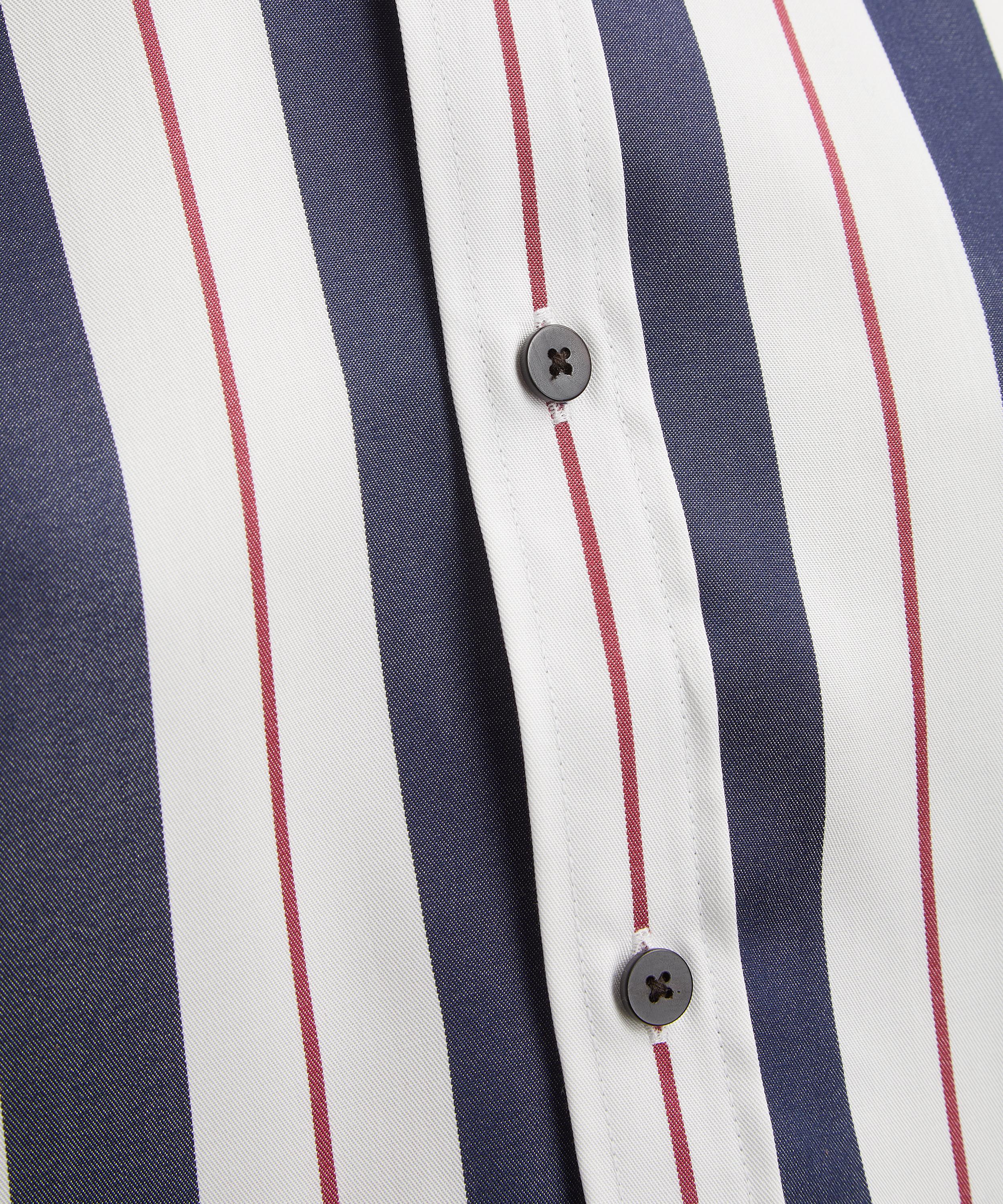 With Nothing Underneath - The Boyfriend Exaggerated Cuff Navy-Burgundy Wide Stripe Shirt image number 4