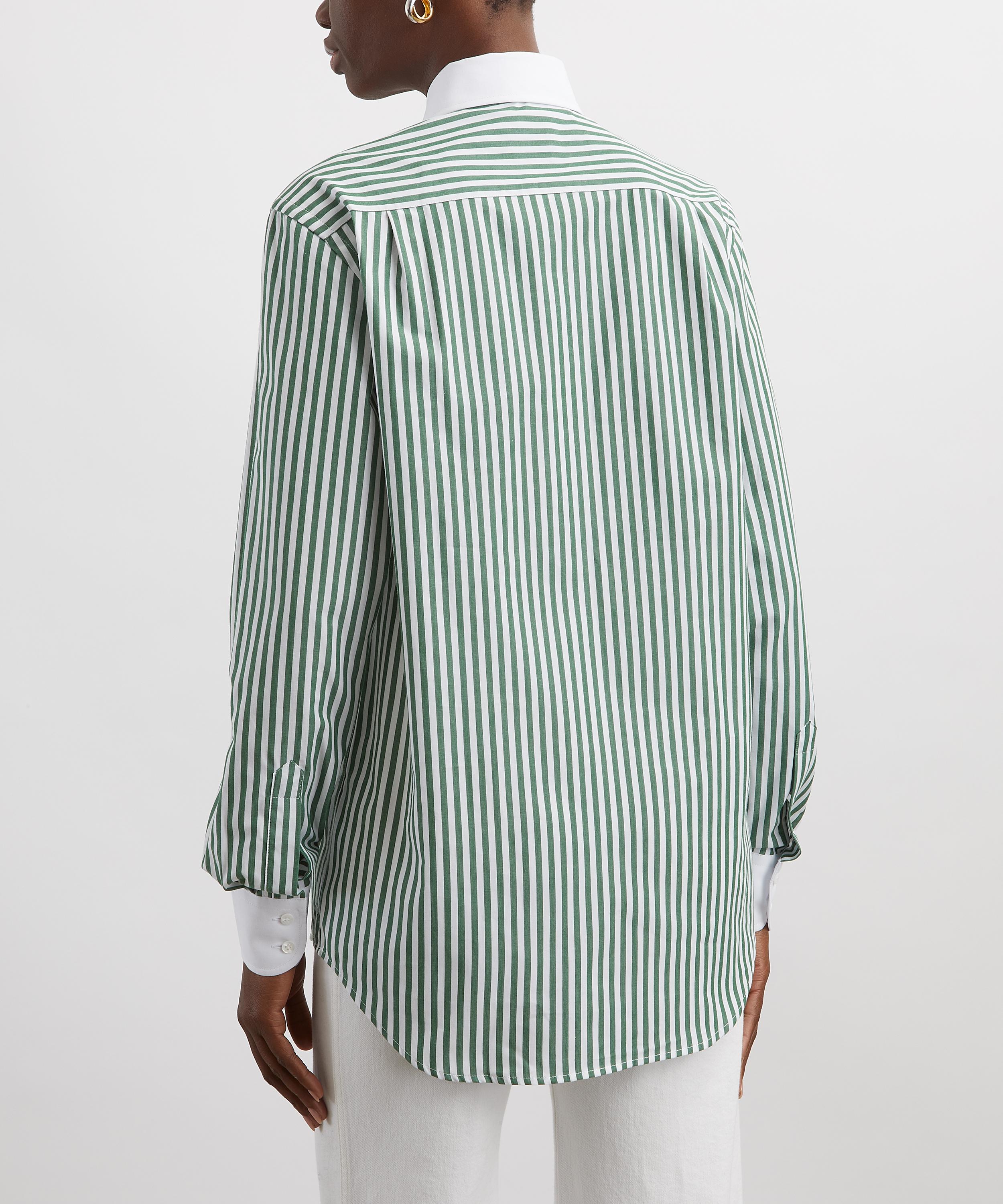 With Nothing Underneath - The Boyfriend Contrast Forest Green Stripe Shirt image number 3