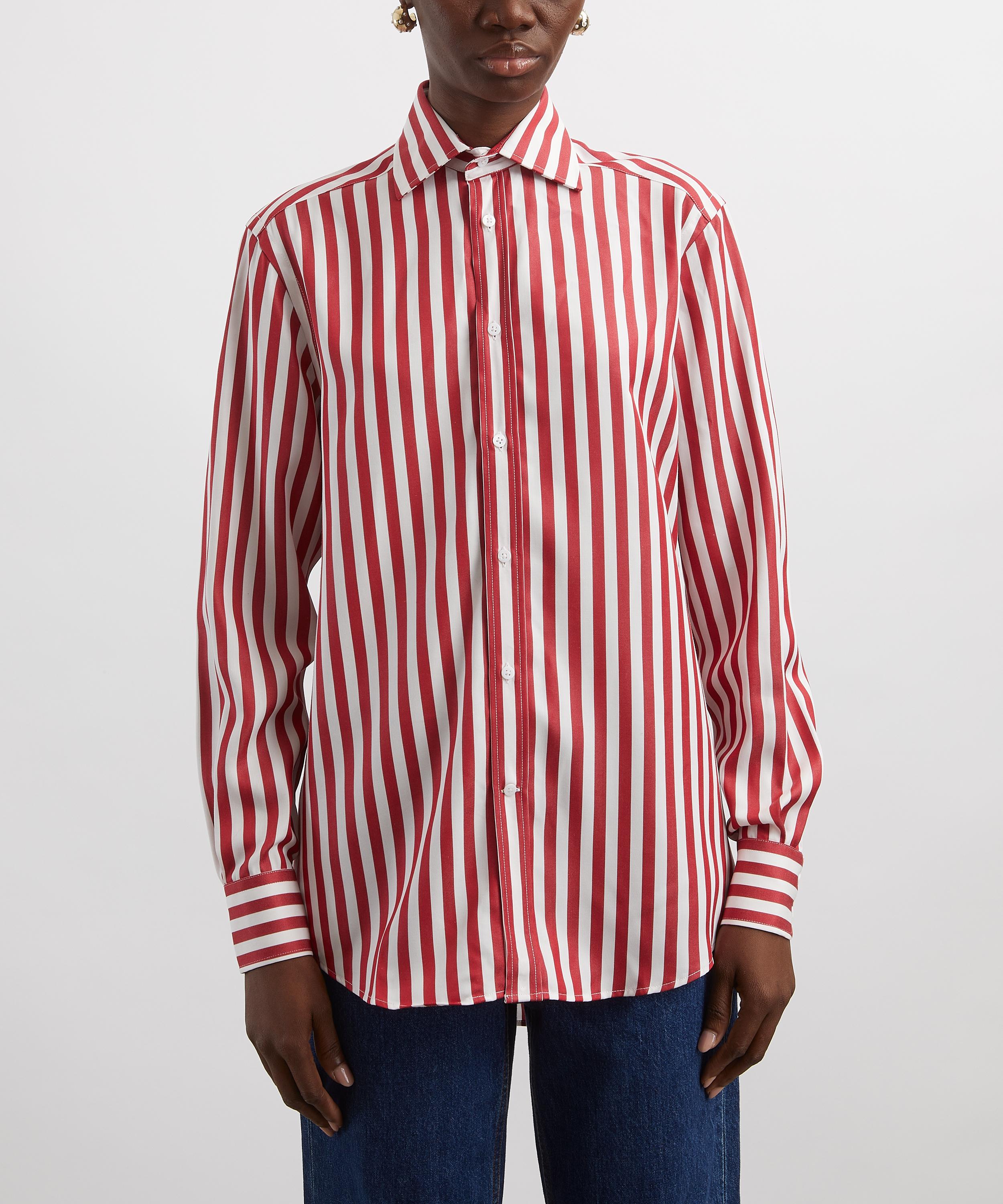 With Nothing Underneath - The Boyfriend Maple Red Stripe Shirt image number 2
